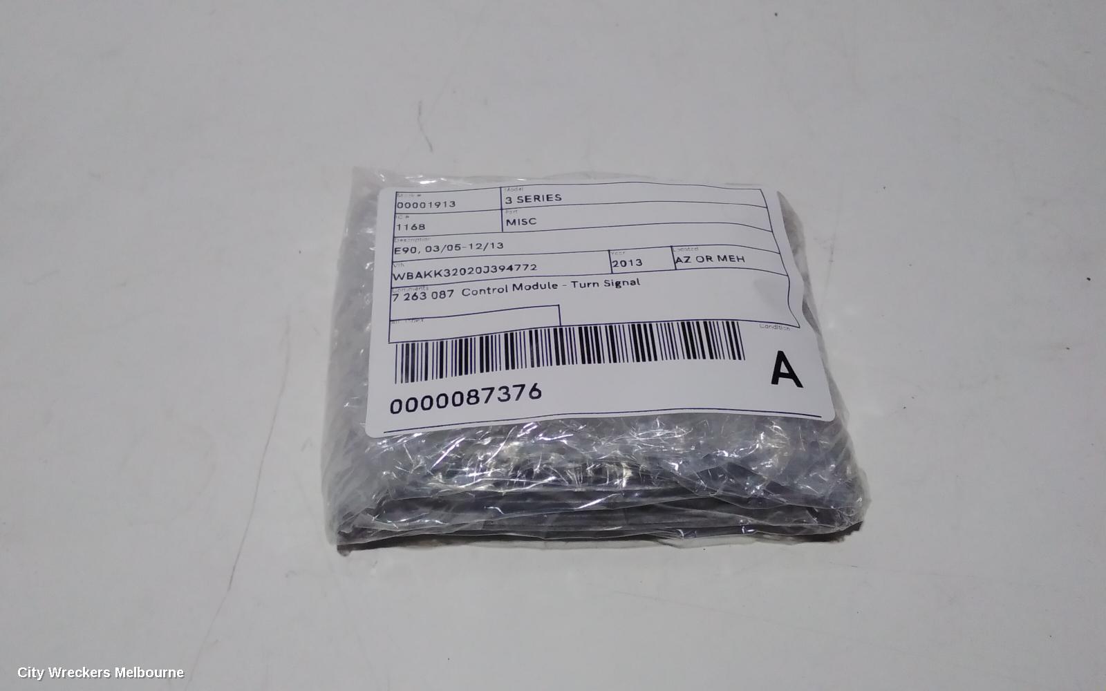 BMW 3 SERIES, E90, 03/2005 - 12/2013, 7 263 087  CONTROL MODULE - TURN SIGNAL: 87376