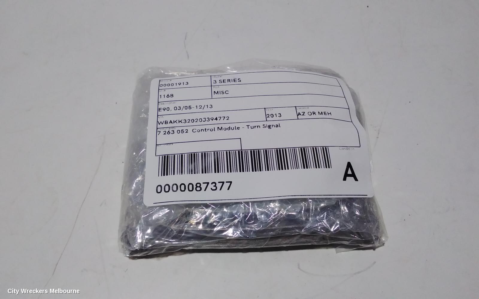 BMW 3 SERIES, E90, 03/2005 - 12/2013, 7 263 052  CONTROL MODULE - TURN SIGNAL: 87377
