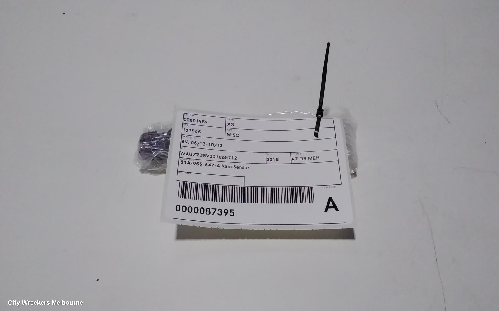 AUDI A3, 8V, 03/2013 - 10/2020, 81A-955-547-A RAIN SENSOR : 87395