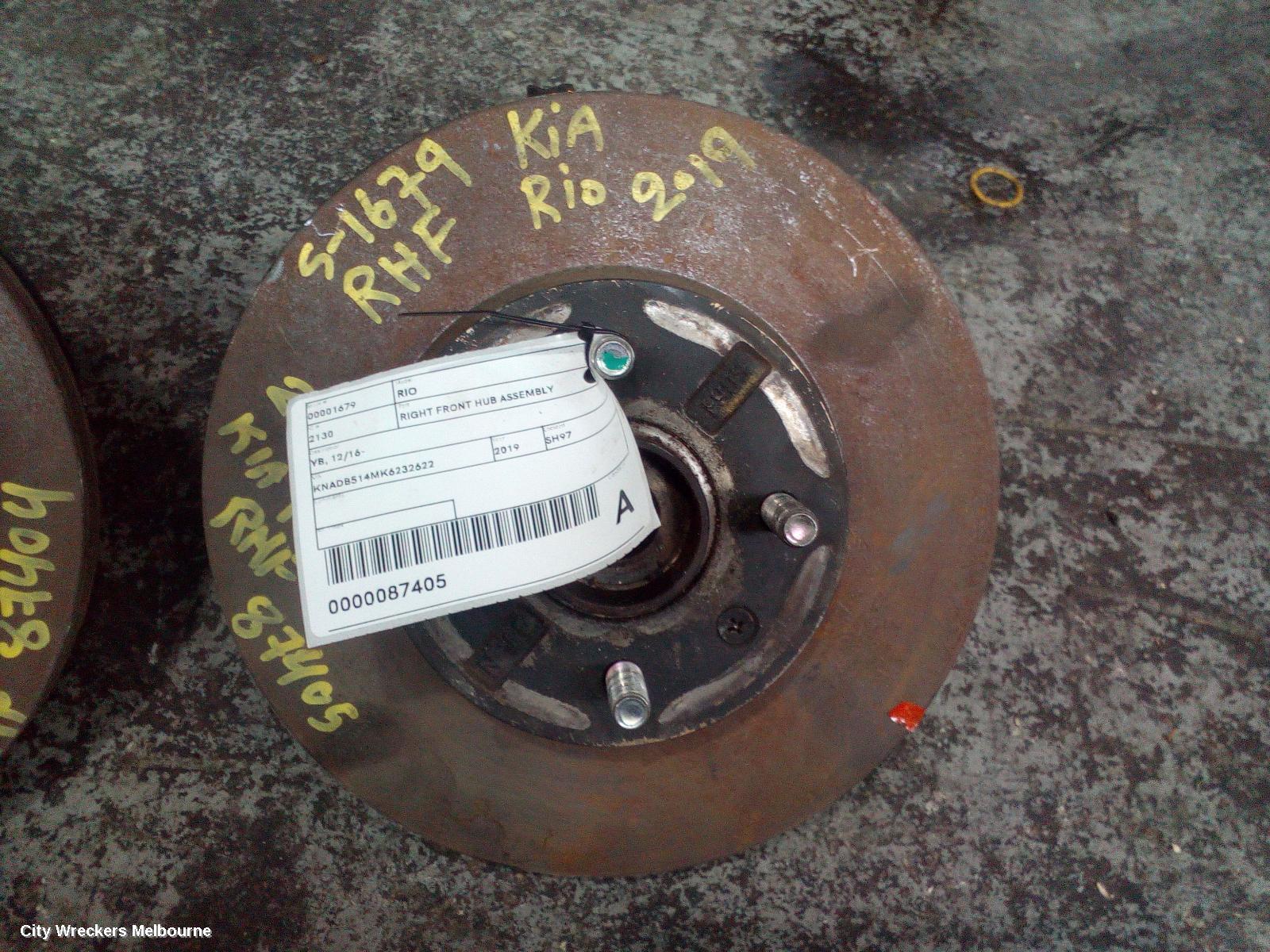 KIA RIO RIGHT FRONT HUB ASSEMBLY, YB, 12/2016 - 06/2023