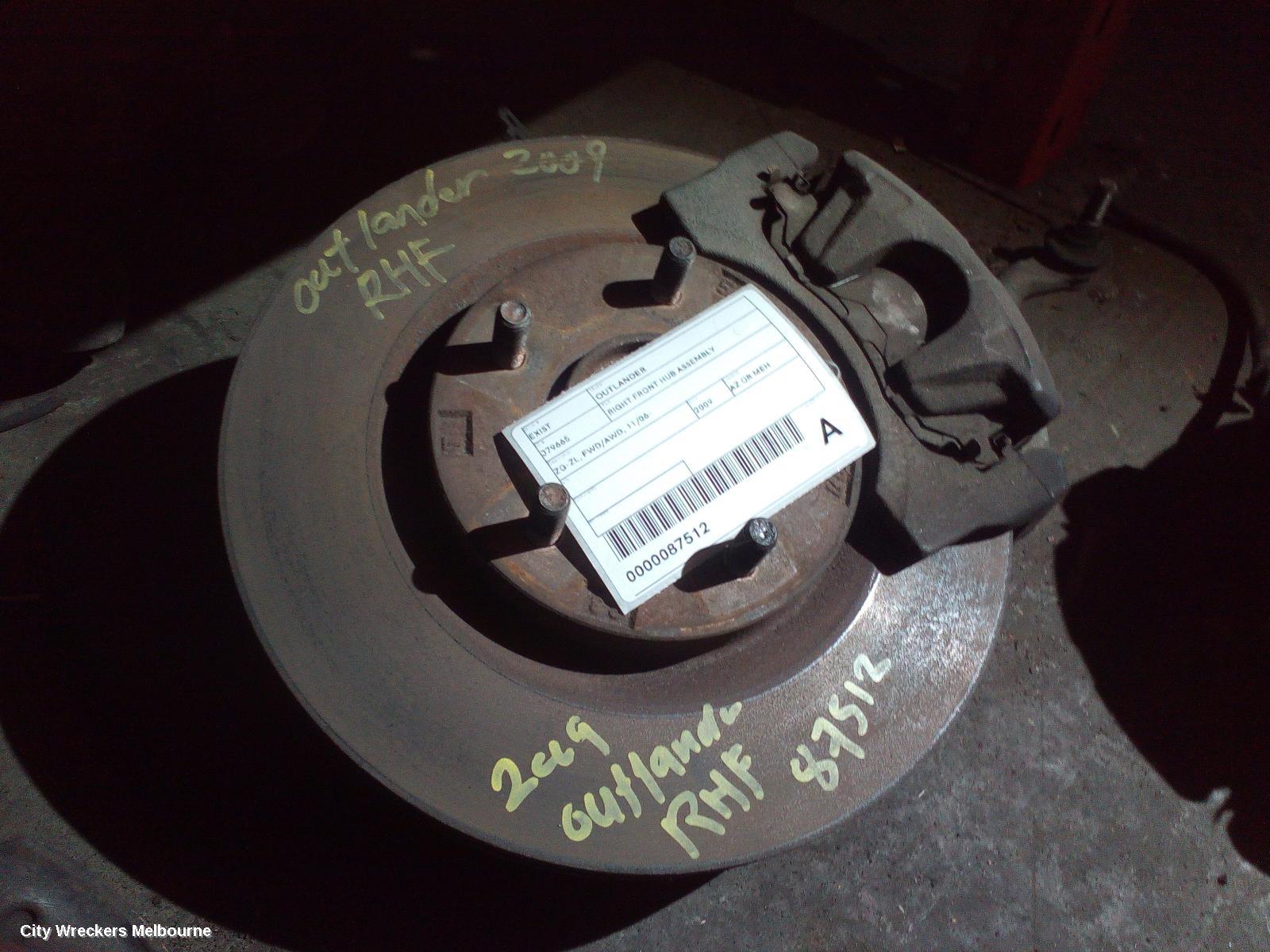 MITSUBISHI OUTLANDER RIGHT FRONT HUB ASSEMBLY, ZG-ZL, FWD/AWD, 11/2006 ONWARDS