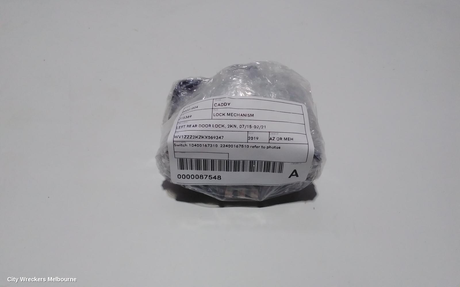 VOLKSWAGEN CADDY DOOR/BOOT/GATE LOCK, LEFT REAR DOOR LOCK, 2KN, 07/2015 - 02/2021