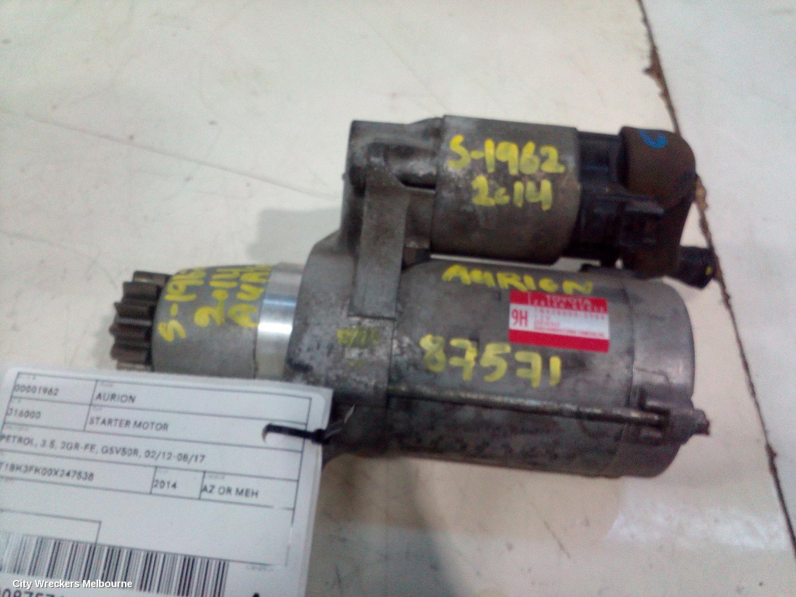 TOYOTA AURION STARTER, PETROL, 3.5, 2GR-FE, GSV50R, 02/2012 - 08/2017