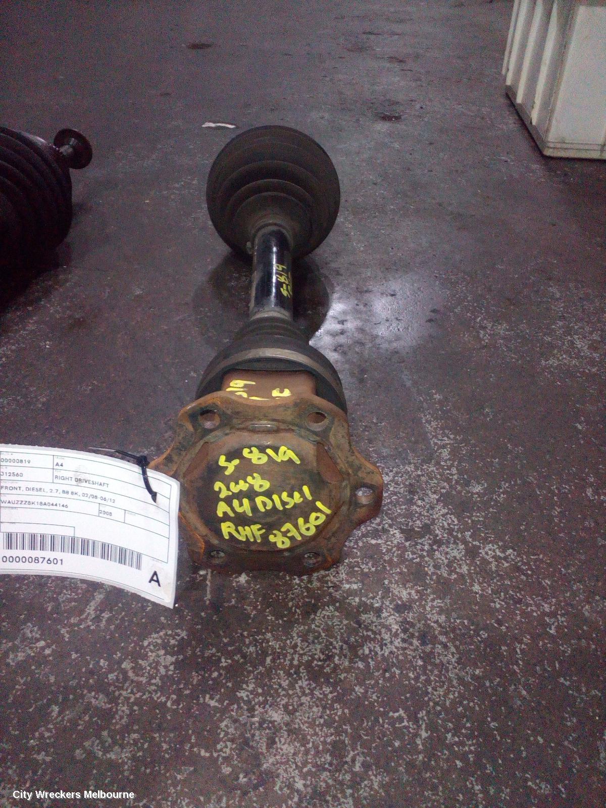 AUDI A4 RIGHT DRIVESHAFT, FRONT, DIESEL, 2.7, B8 8K, 02/2008 - 06/2012