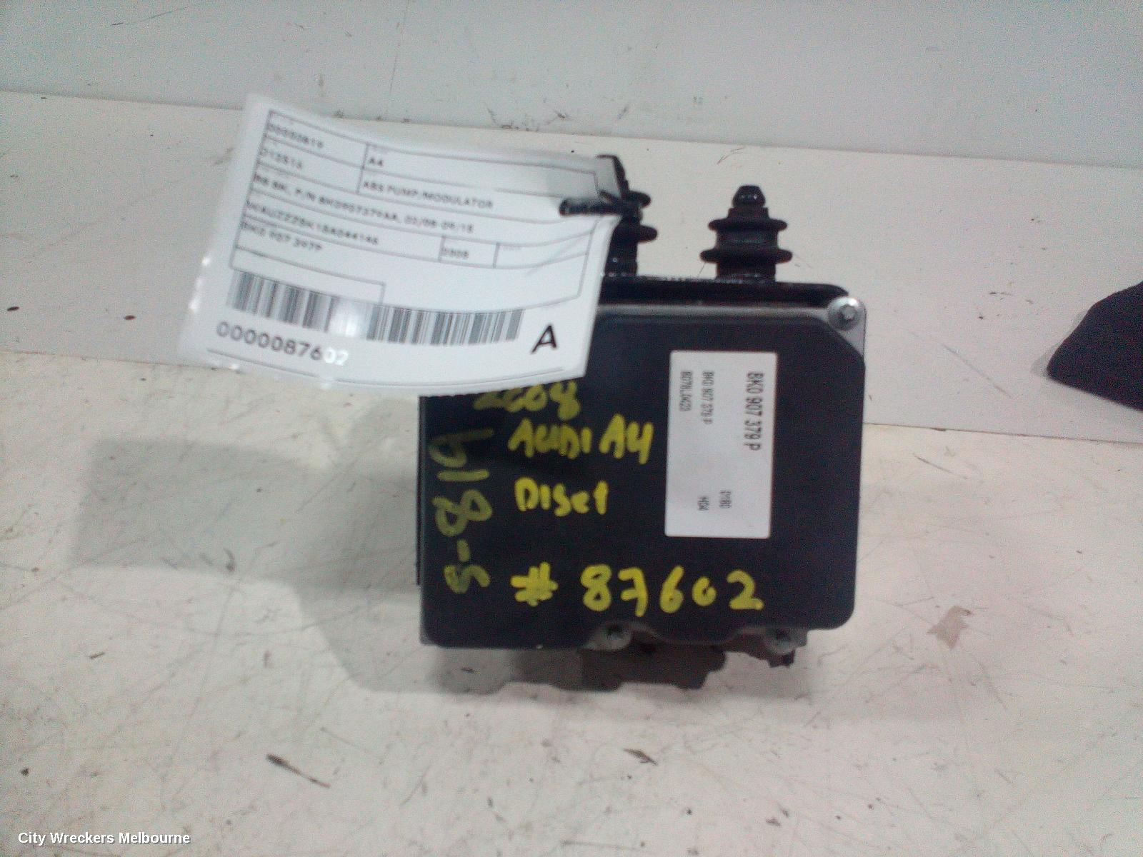 AUDI A4 ABS PUMP/MODULATOR, B8 8K, P/N 8K0907379AA, 02/2008 - 09/2015