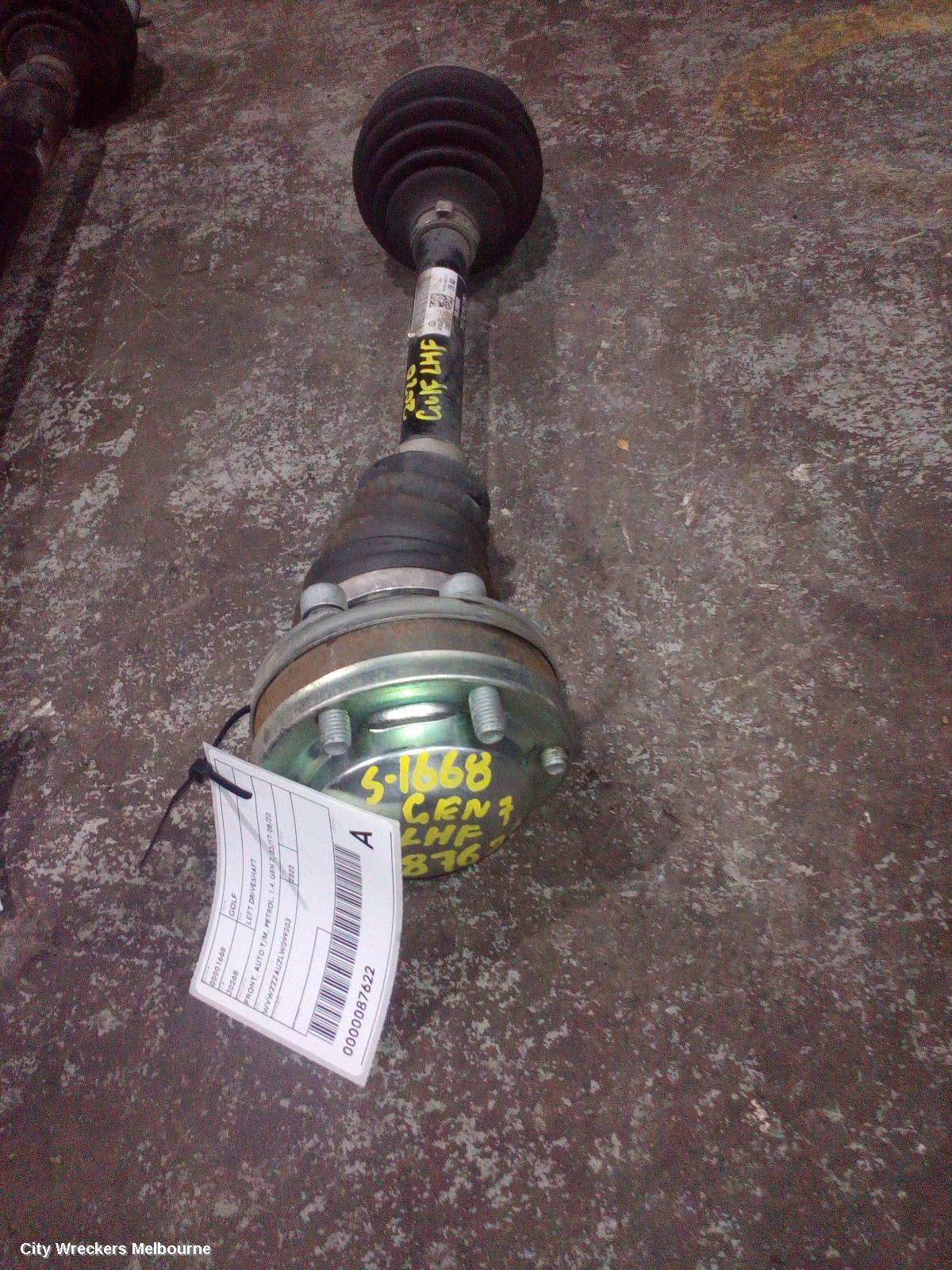 VOLKSWAGEN GOLF LEFT DRIVESHAFT, FRONT, AUTO T/M, PETROL, 1.4, GEN 7, 03/2017 - 08/2020