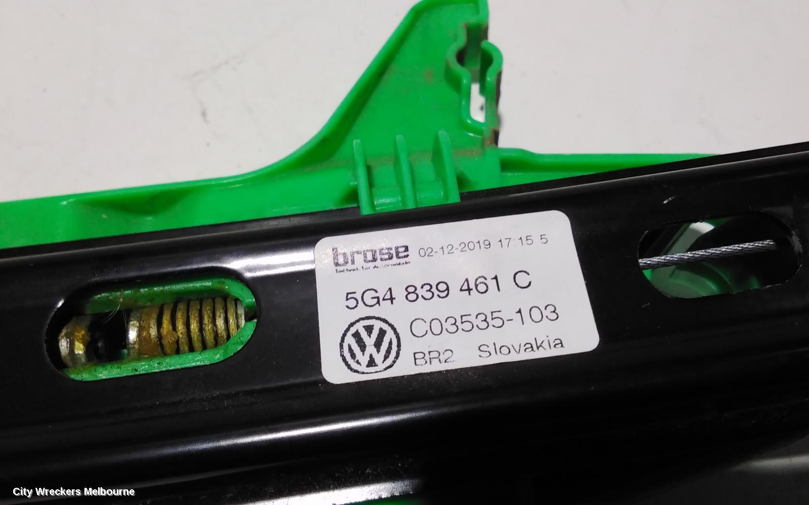 VOLKSWAGEN GOLF LEFT REAR WND REG/MOTOR, GEN 7, 5DR HATCH, DOOR REG ASSY (REG AND MOTOR), 11/2012 - 08/2020