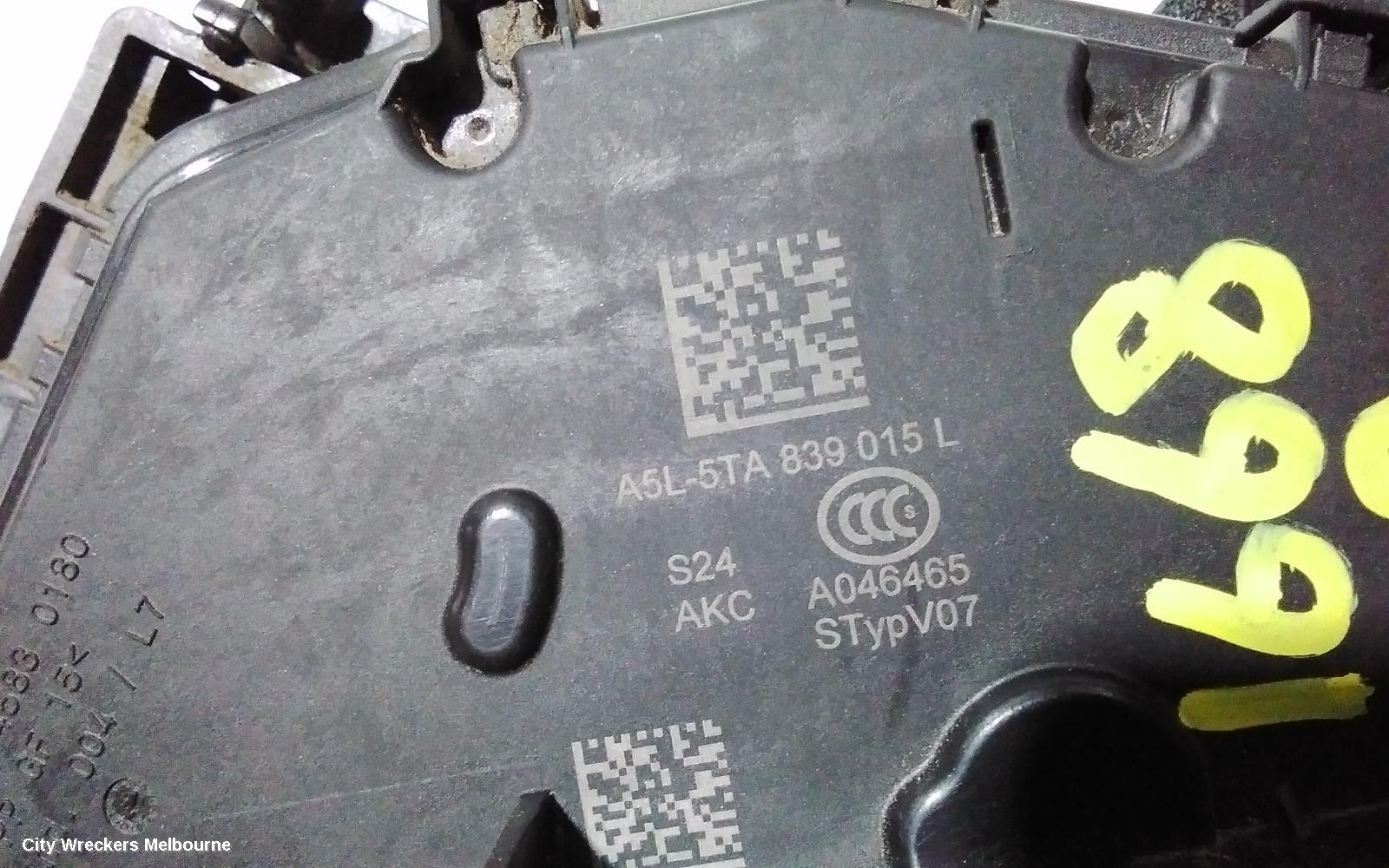 VOLKSWAGEN GOLF DOOR/BOOT/GATE LOCK, LEFT REAR DOOR LOCK, P/N 5TA839015D, GEN 7, 03/2013 - 08/2020