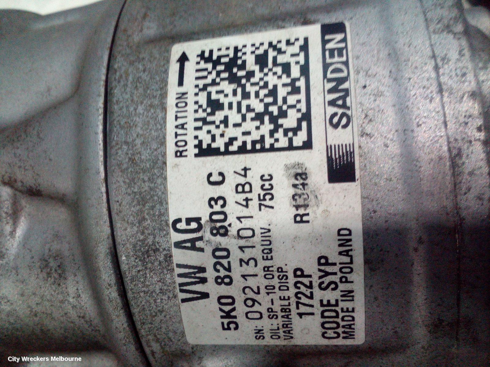 VOLKSWAGEN POLO A/C COMPRESSOR, 6R, 1.2, PETROL, TURBO, 05/2010 - 05/2014