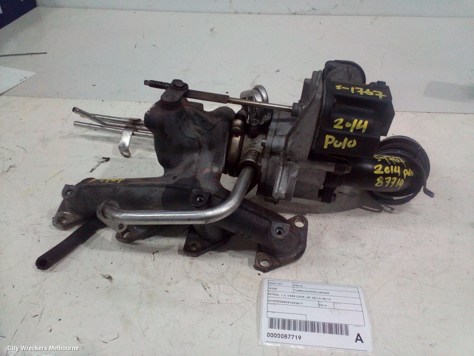 VOLKSWAGEN POLO TURBO SUPERCHARGER, PETROL, 1.2, CBZB CODE, 6R, 05/2010 - 05/2014