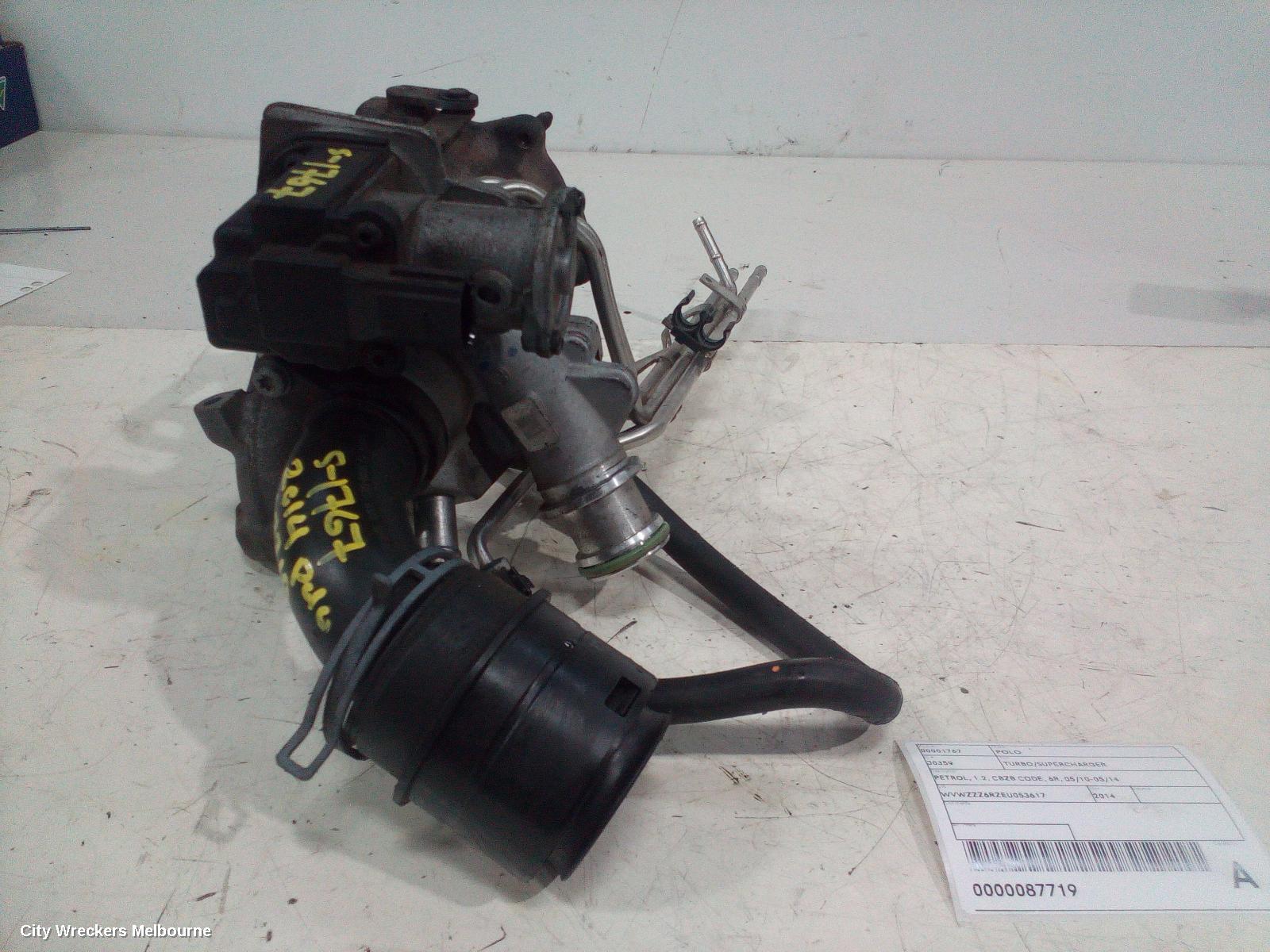 VOLKSWAGEN POLO TURBO SUPERCHARGER, PETROL, 1.2, CBZB CODE, 6R, 05/2010 - 05/2014