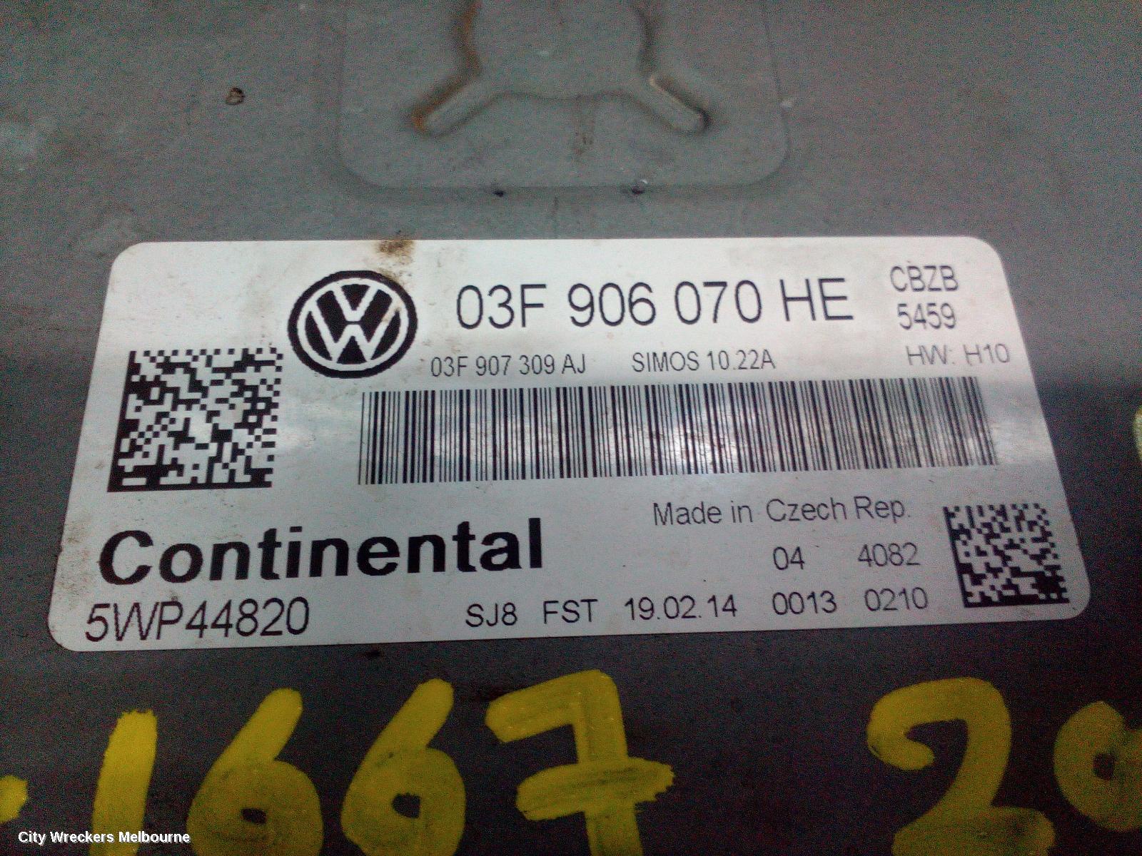 VOLKSWAGEN POLO ECU, ENGINE ECU, 1.2, PETROL, MANUAL, P/N 03F906070HE, ECU ONLY, 6R, 05/2010 - 05/2014