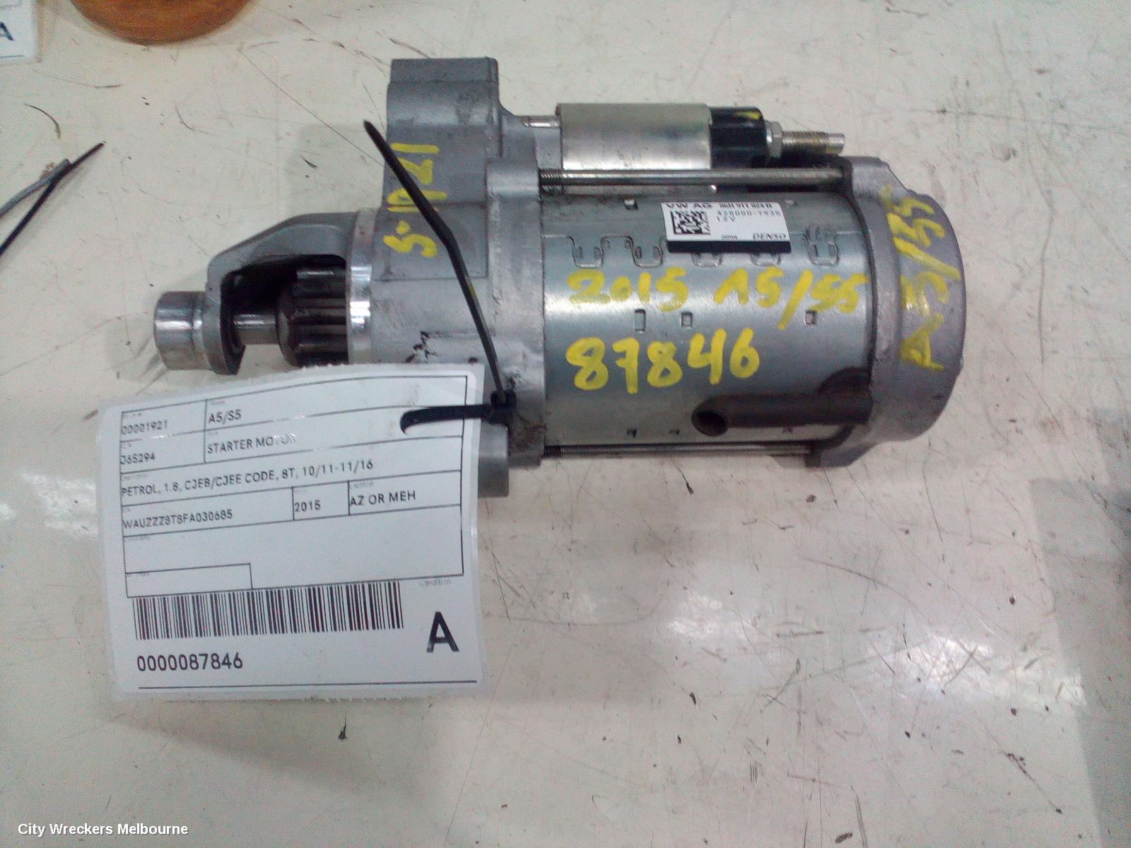 AUDI A5 STARTER, PETROL, 1.8, CJEB/CJEE CODE, 8T, 10/2011 - 11/2016