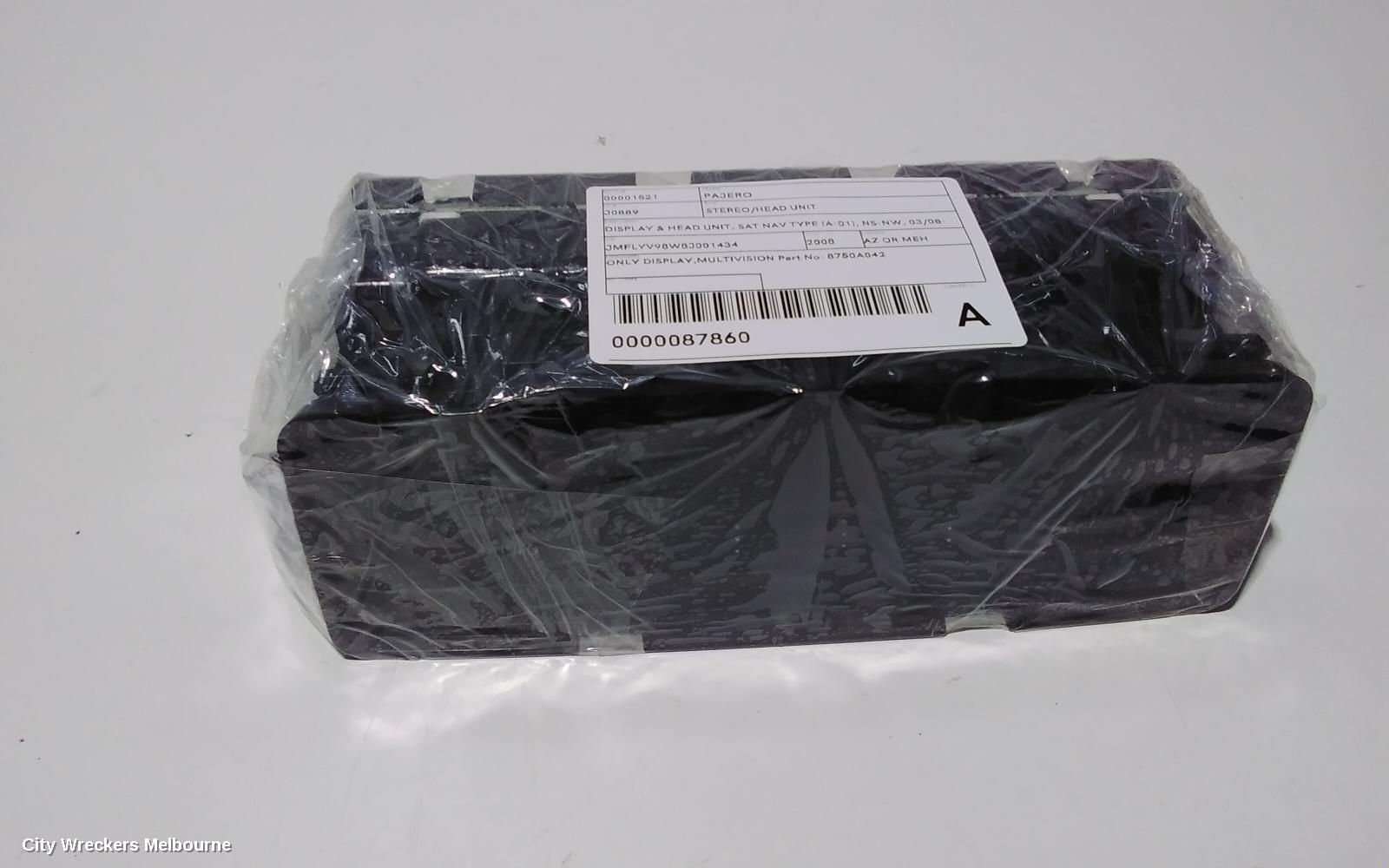 MITSUBISHI PAJERO RADIO/CD/DVD/SAT/TV, DISPLAY & HEAD UNIT, SAT NAV TYPE (A-01), NS-NW, 03/2008 - 08/2012