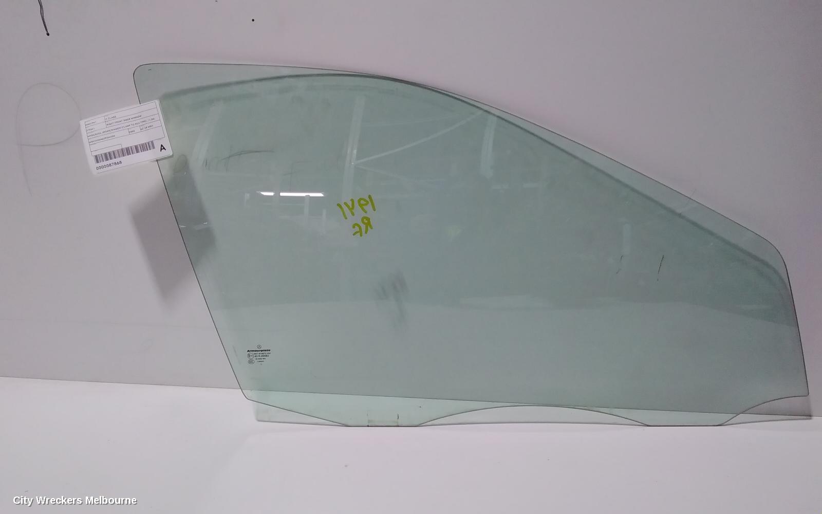 MERCEDES C CLASS RIGHT FRONT DOOR WINDOW, W203/S203, SEDAN/WAGON (CLAMP TO REG TYPE), 11/2000 - 06/2007