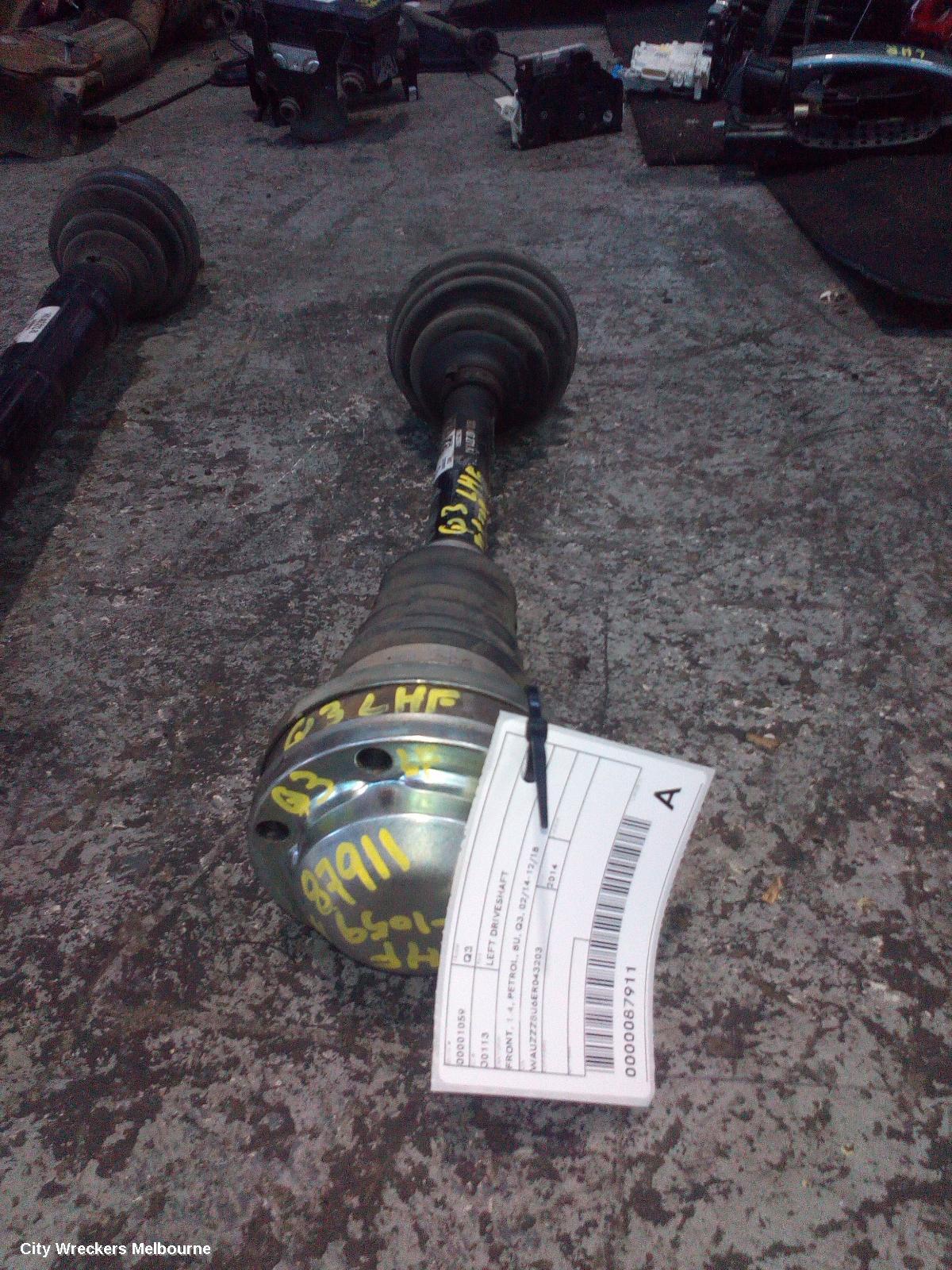 AUDI Q3 LEFT DRIVESHAFT, FRONT, 1.4, PETROL, 8U, Q3, 02/2014 - 12/2018