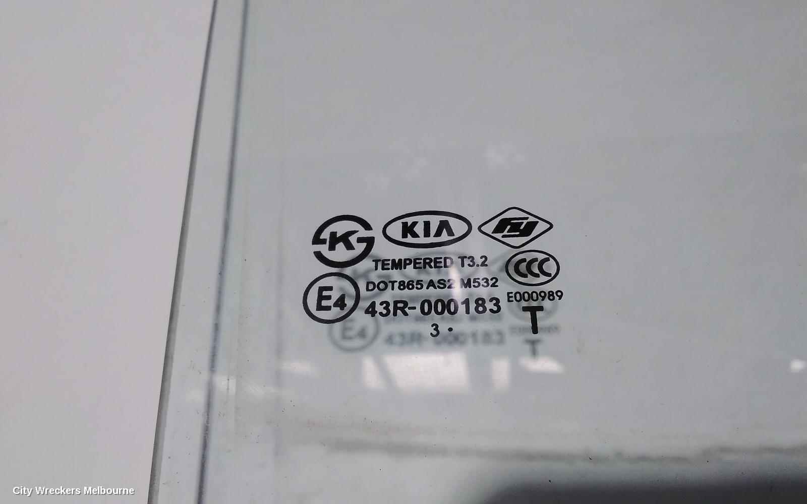KIA CERATO RIGHT REAR DOOR WINDOW, YD, HATCH, 04/2013 - 05/2018