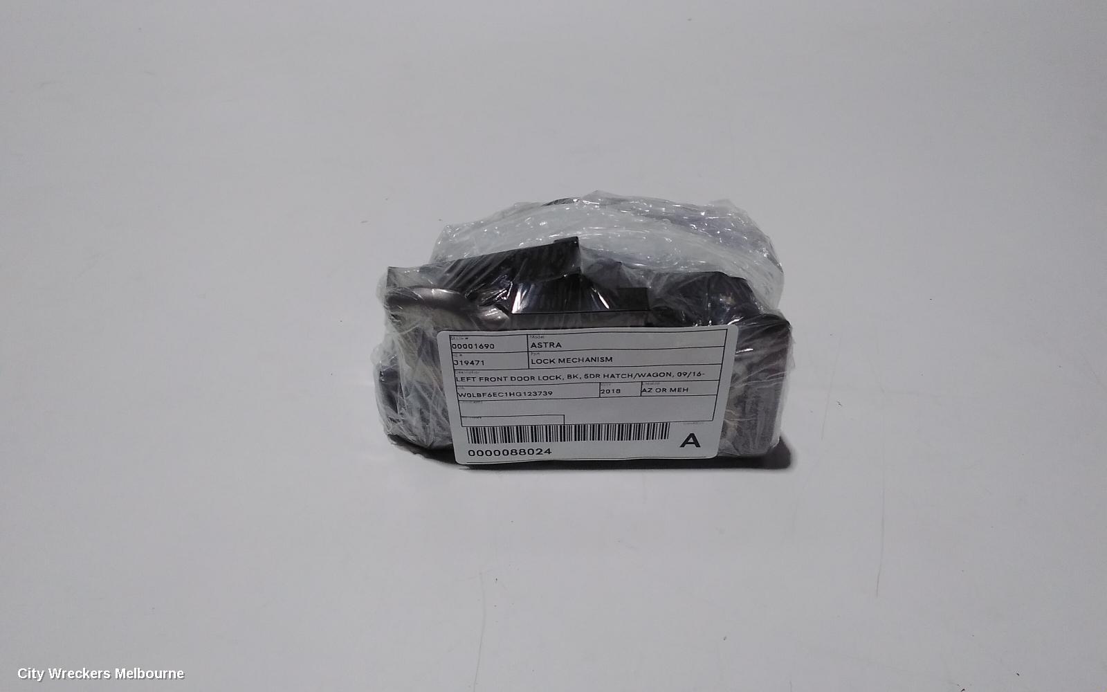 HOLDEN ASTRA DOOR/BOOT/GATE LOCK, LEFT FRONT DOOR LOCK, BK, 5DR HATCH/WAGON, 09/2016 ONWARDS