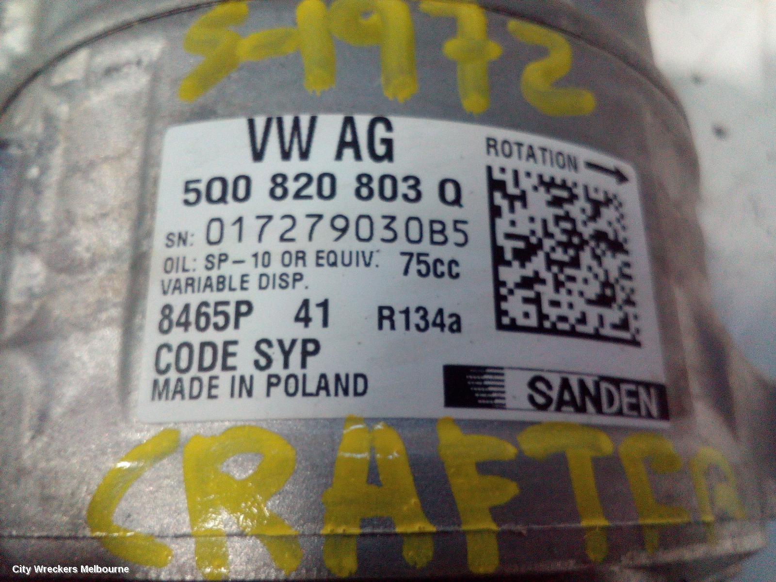 VOLKSWAGEN CRAFTER A/C COMPRESSOR, SY1, 2.0, DIESEL, SANDEN, 08/2017 ONWARDS