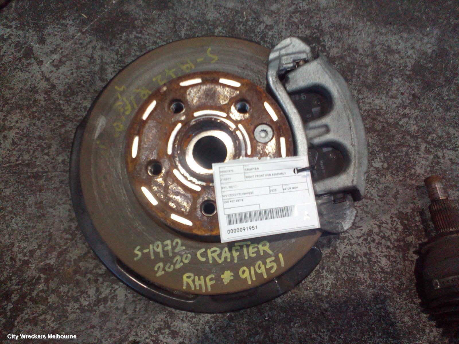 VOLKSWAGEN CRAFTER RIGHT FRONT HUB ASSEMBLY, SY1, 08/2017 ONWARDS