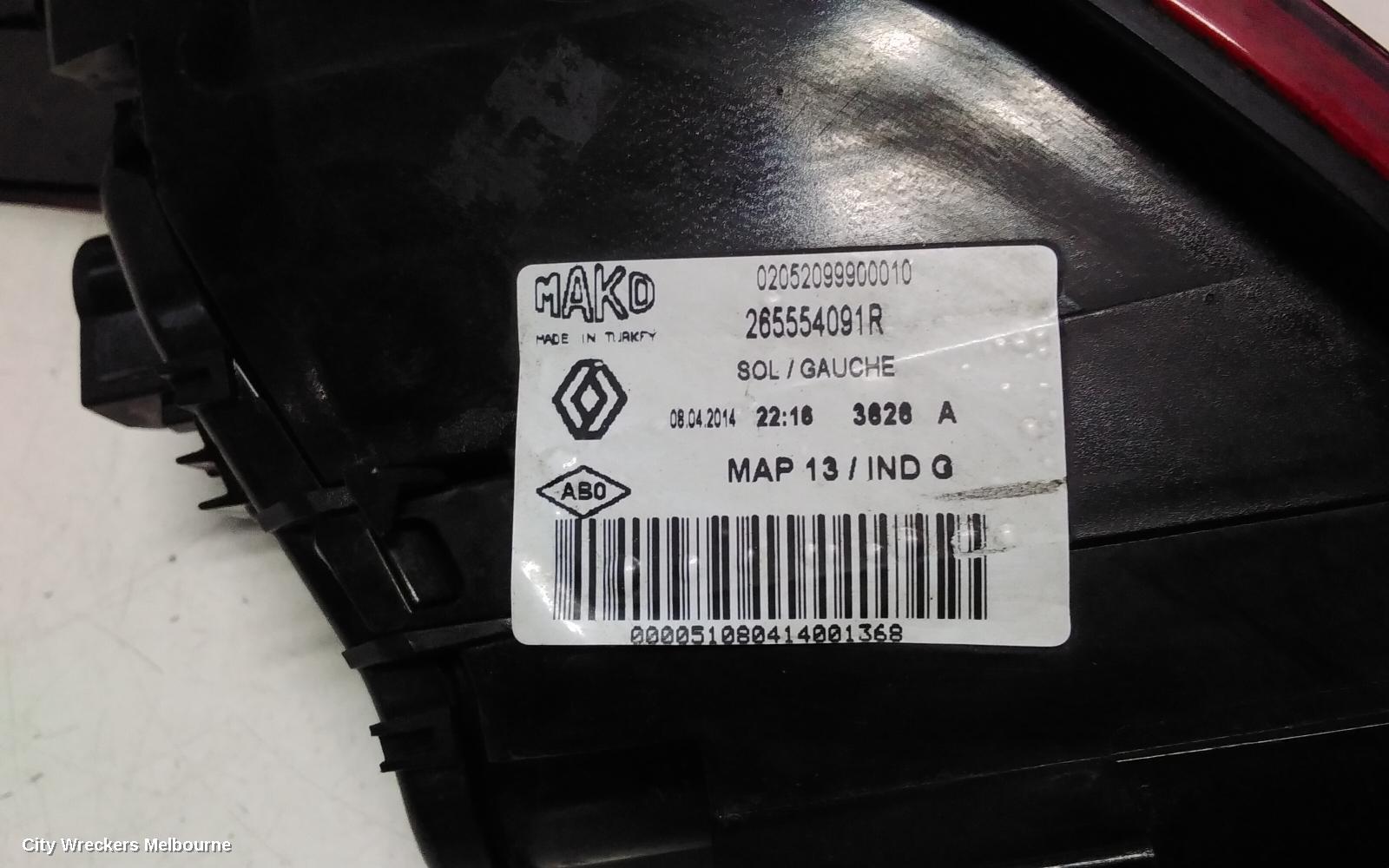 RENAULT CLIO LEFT TAILLIGHT, X98, 09/2013 - 07/2016