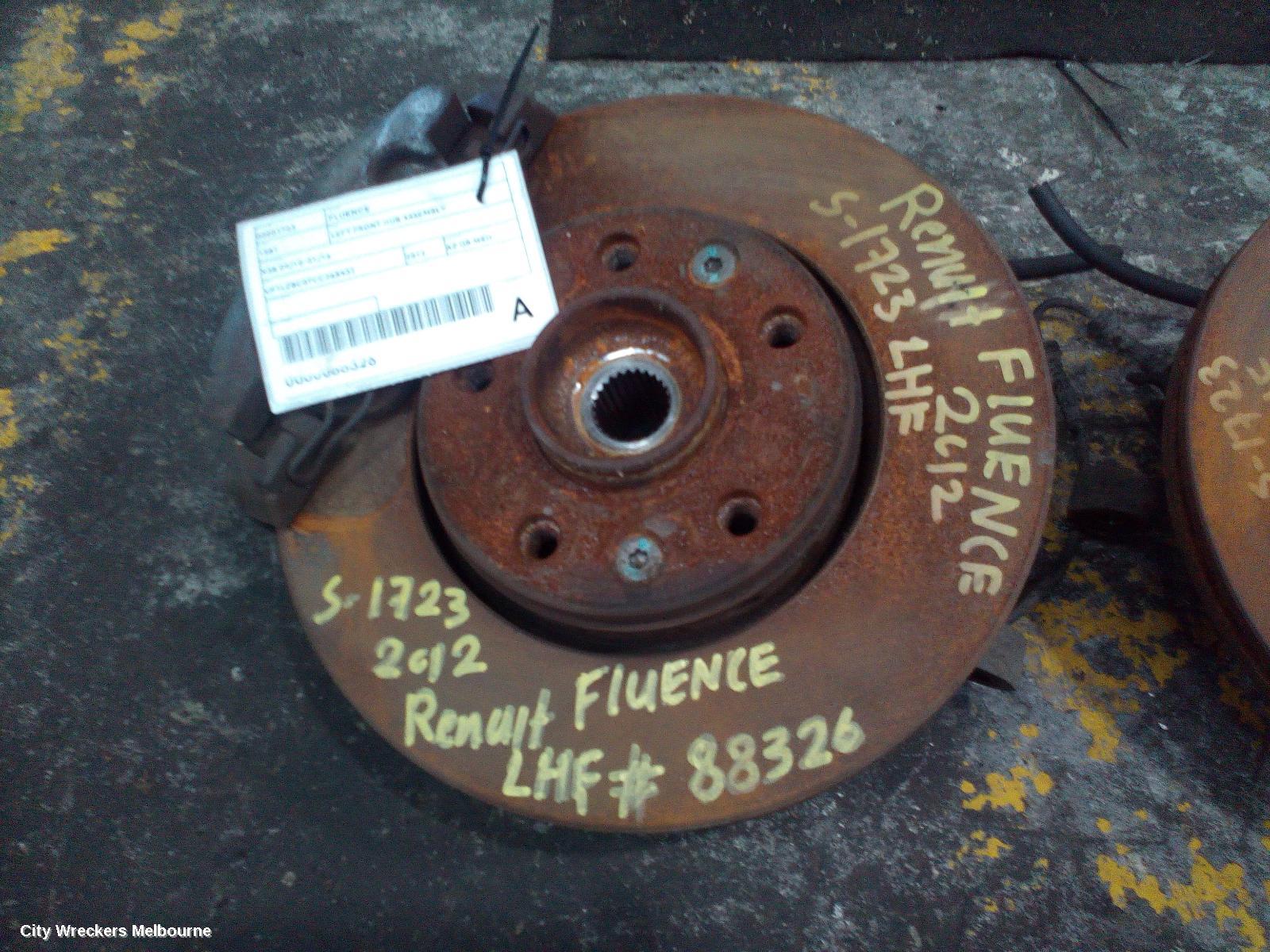 RENAULT FLUENCE LEFT FRONT HUB ASSEMBLY, X38 09/2010 - 01/2016