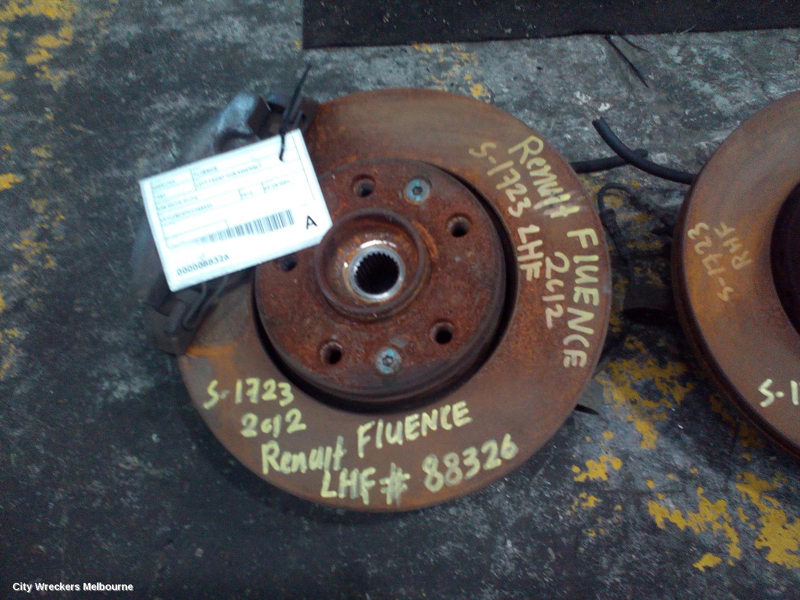 RENAULT FLUENCE LEFT FRONT HUB ASSEMBLY, X38 09/2010 - 01/2016