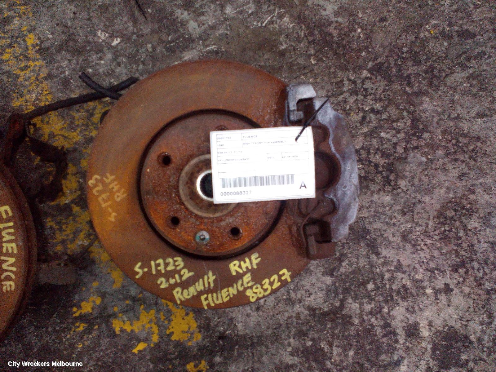 RENAULT FLUENCE RIGHT FRONT HUB ASSEMBLY, X38 09/2010 - 01/2016