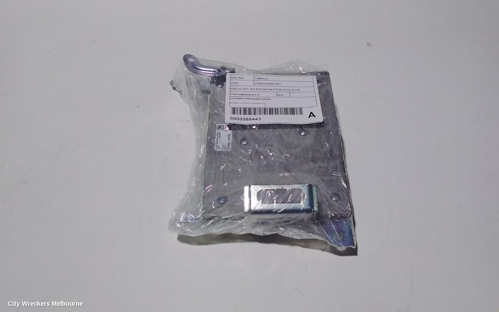 TOYOTA COROLLA RADIO/CD/DVD/SAT/TV, E210, AMPLIFIER, 07/2018 ONWARDS