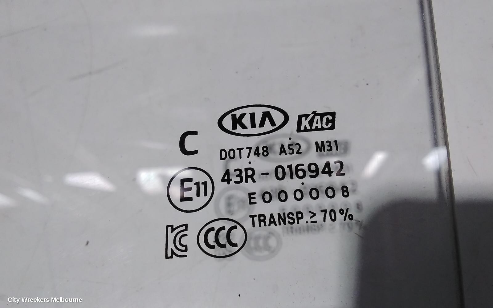 KIA RIO LEFT REAR DOOR WINDOW, YB, 12/2016 - 06/2023