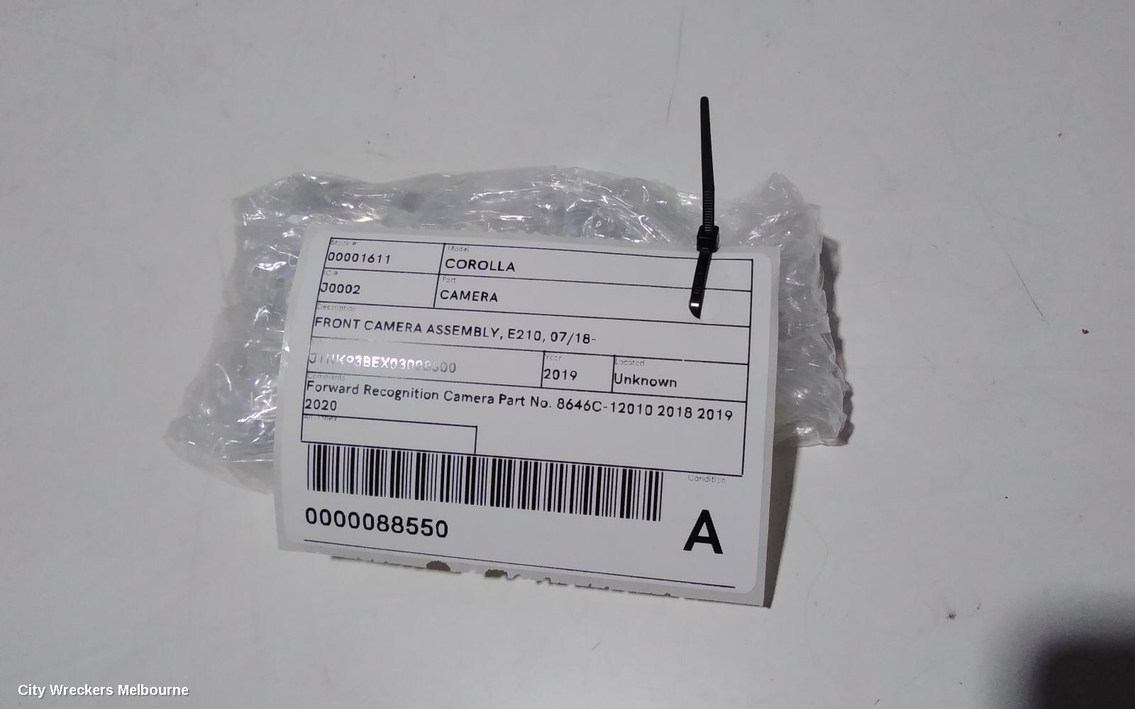 TOYOTA COROLLA REVERSE CAMERA, FRONT CAMERA (WINDSCREEN MOUNTED), E210, 07/2018 - 08/2022