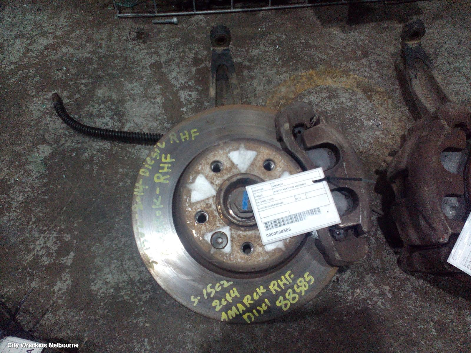 VOLKSWAGEN AMAROK RIGHT FRONT HUB ASSEMBLY, MANUAL, RWD/AWD, DIESEL, 2.0, 2H, 12/2010 ONWARDS