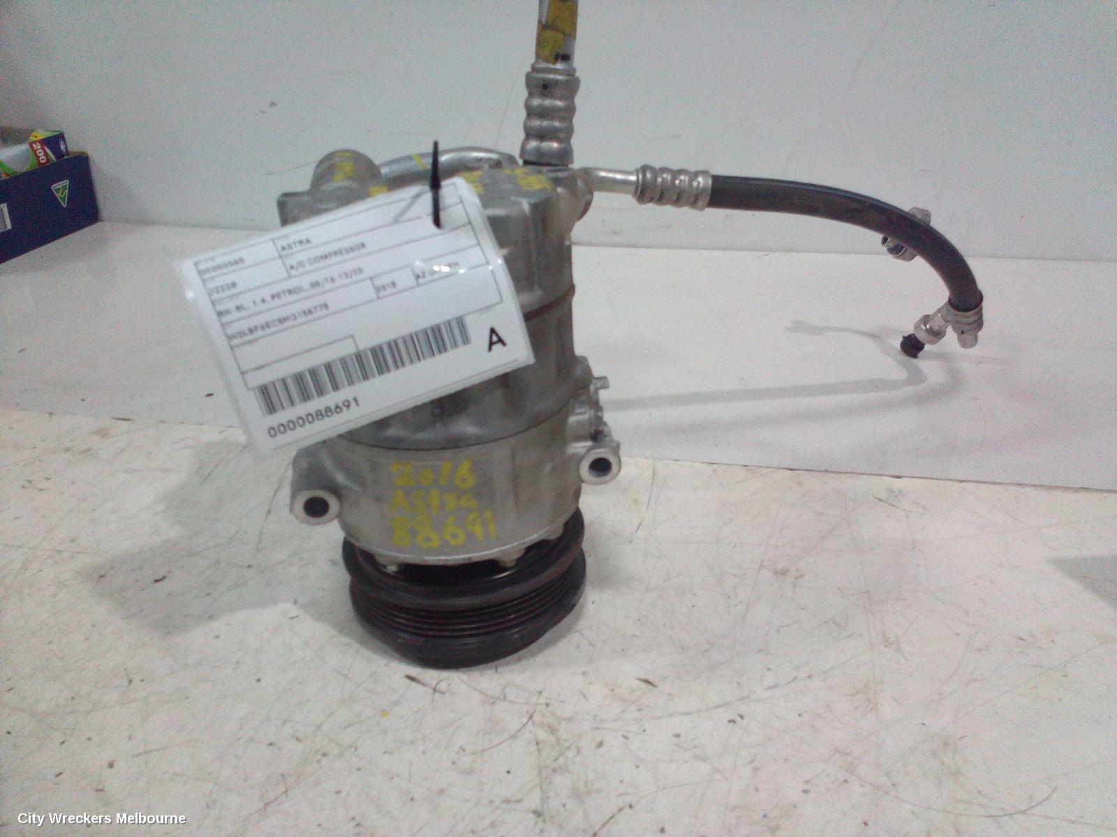 HOLDEN ASTRA A/C COMPRESSOR, BK-BL, 1.4, PETROL, 09/2016 - 12/2020