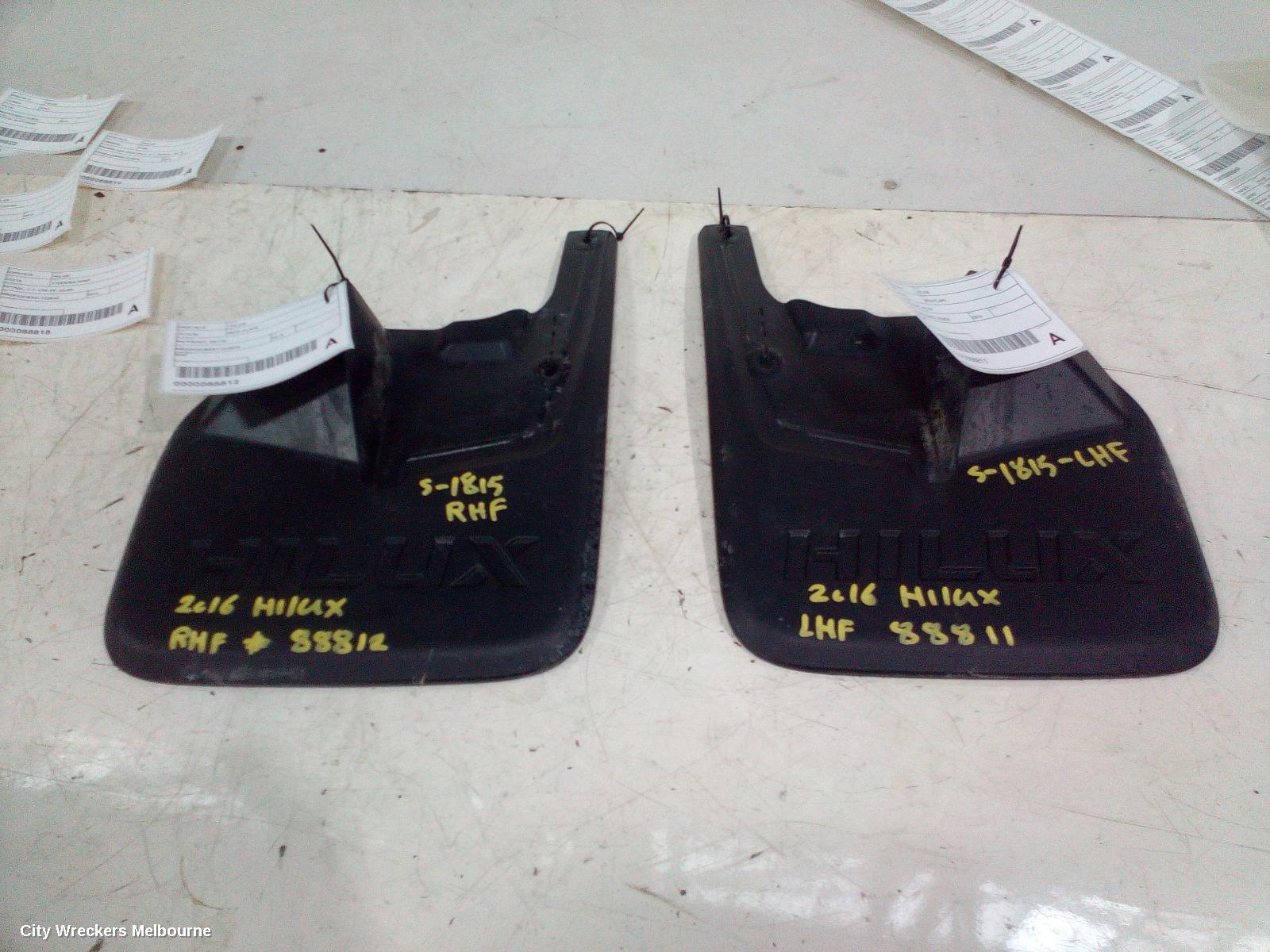 TOYOTA HILUX MUD FLAPS, LH FRONT, 09/2015 ONWARDS