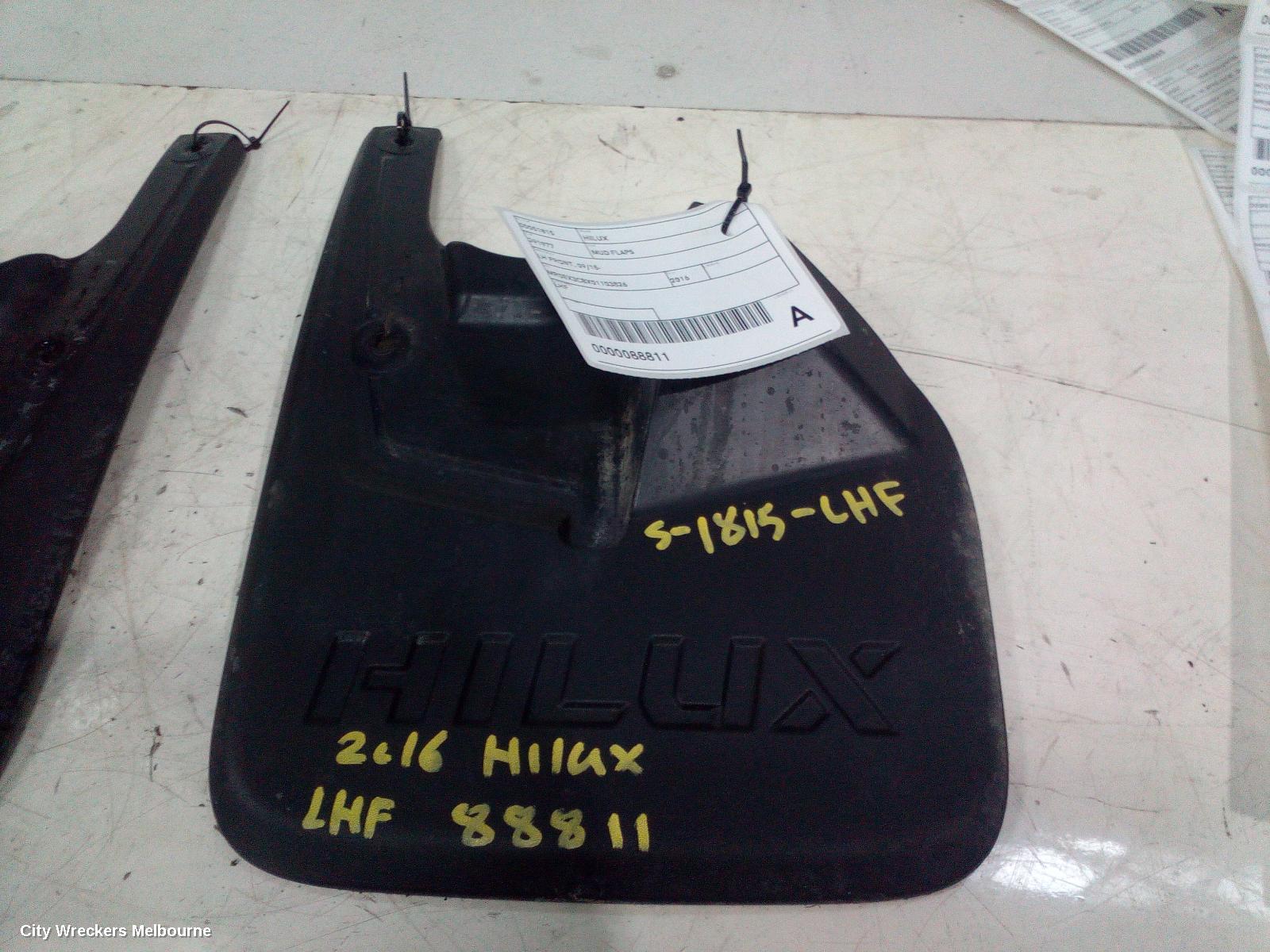 TOYOTA HILUX MUD FLAPS, LH FRONT, 09/2015 ONWARDS