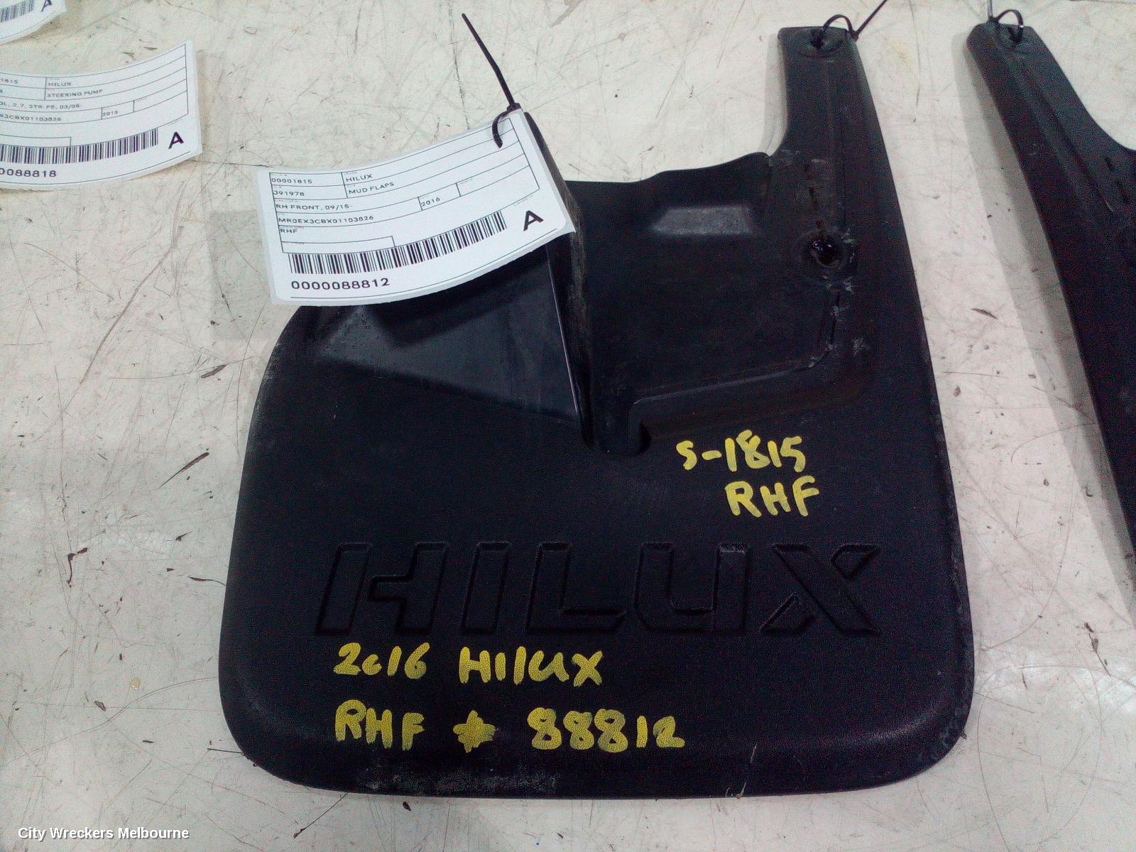 TOYOTA HILUX MUD FLAPS, RH FRONT, 09/2015 ONWARDS