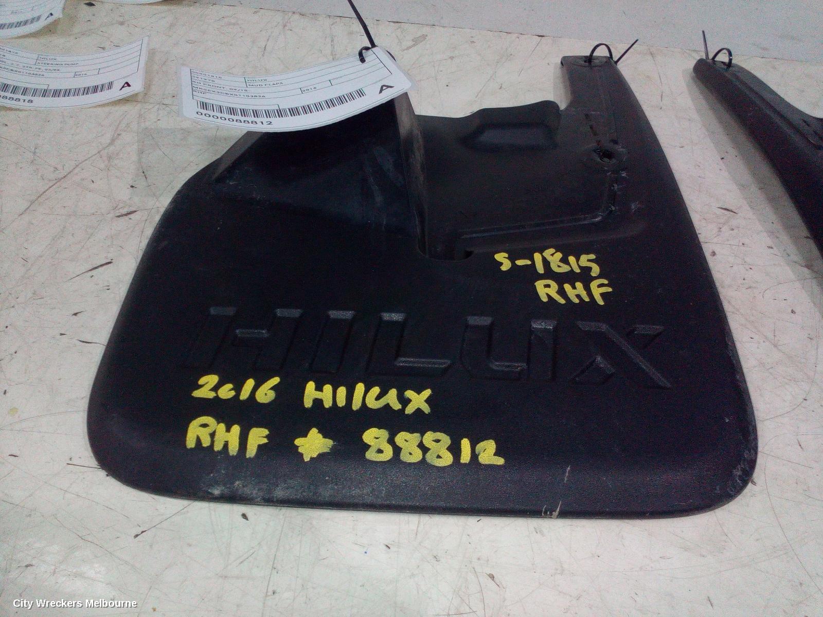 TOYOTA HILUX MUD FLAPS, RH FRONT, 09/2015 ONWARDS