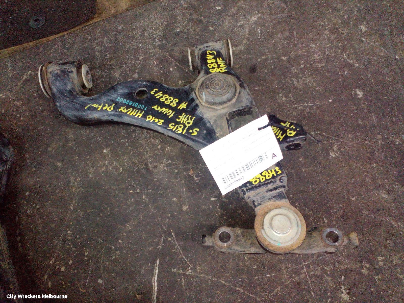 TOYOTA HILUX RIGHT FRONT LOWER CONTROL ARM, 2WD LOW RIDE, 03/2005 ONWARDS