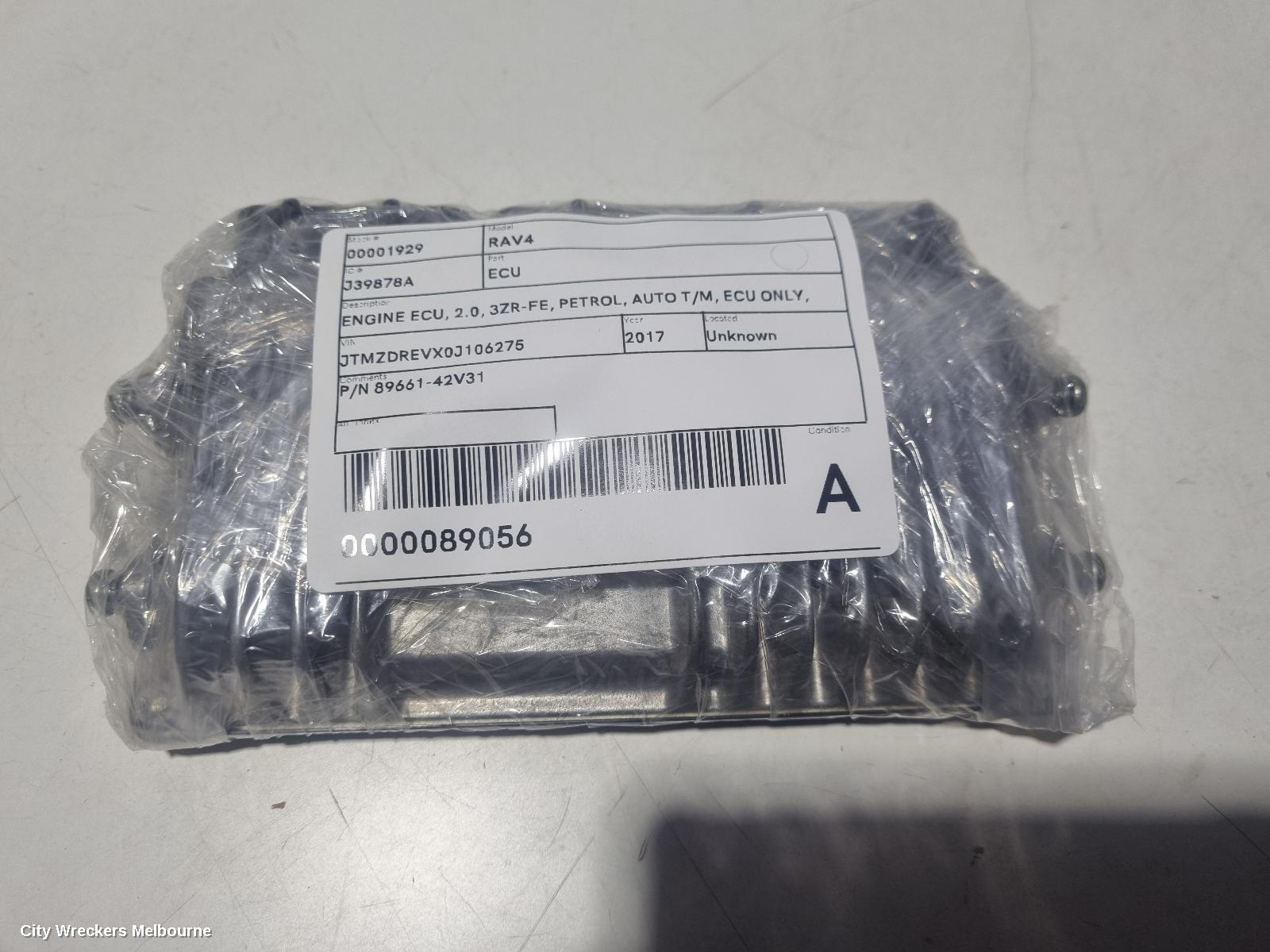 TOYOTA RAV4 ECU, ENGINE ECU, 2.0, 3ZR-FE, PETROL, AUTO T/M, ECU ONLY, ZSA42R, 12/2012 - 11/2018