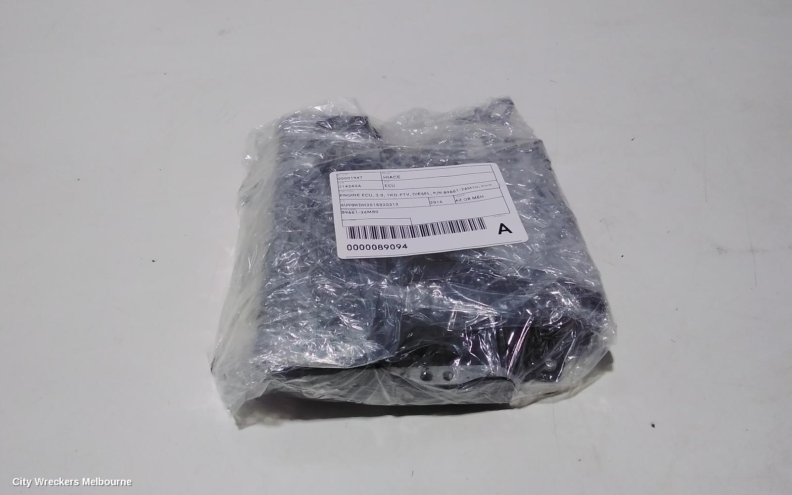 TOYOTA HIACE ECU, ENGINE ECU, 3.0, 1KD-FTV, DIESEL, P/N 89661-26M70, ECU ONLY, KDH, 09/2006 - 04/2019