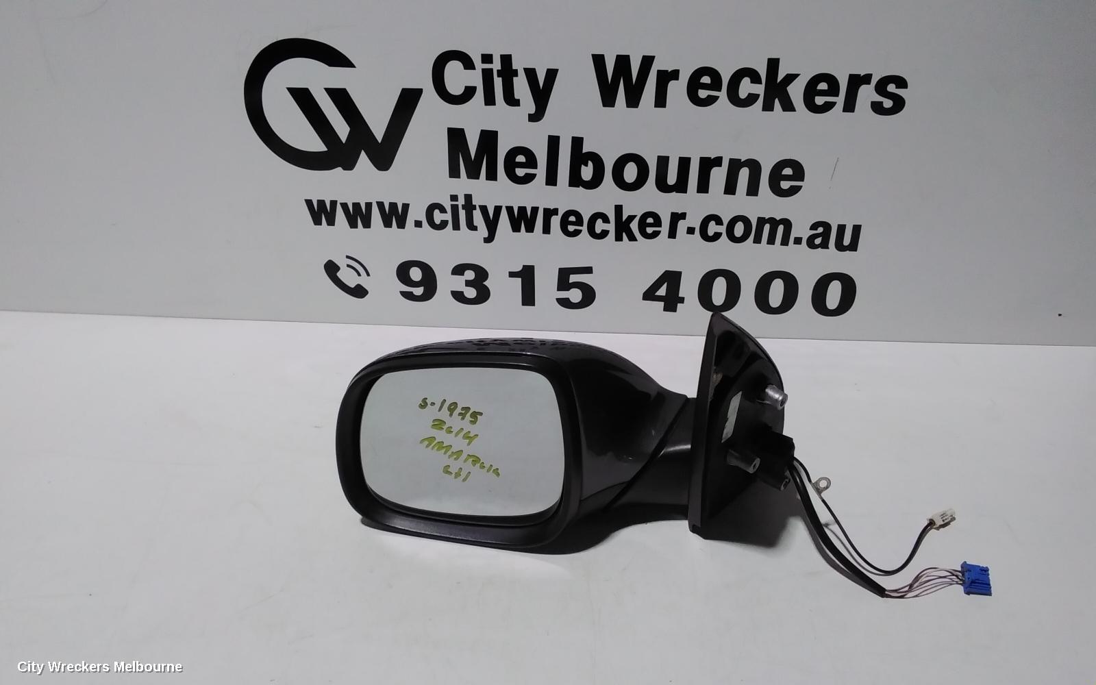 VOLKSWAGEN AMAROK LEFT DOOR MIRROR, 2H, MANUAL FOLD, PARTIAL COLOUR CODED/BLACK, 10 PIN TYPE, 07/2013 ONWARDS