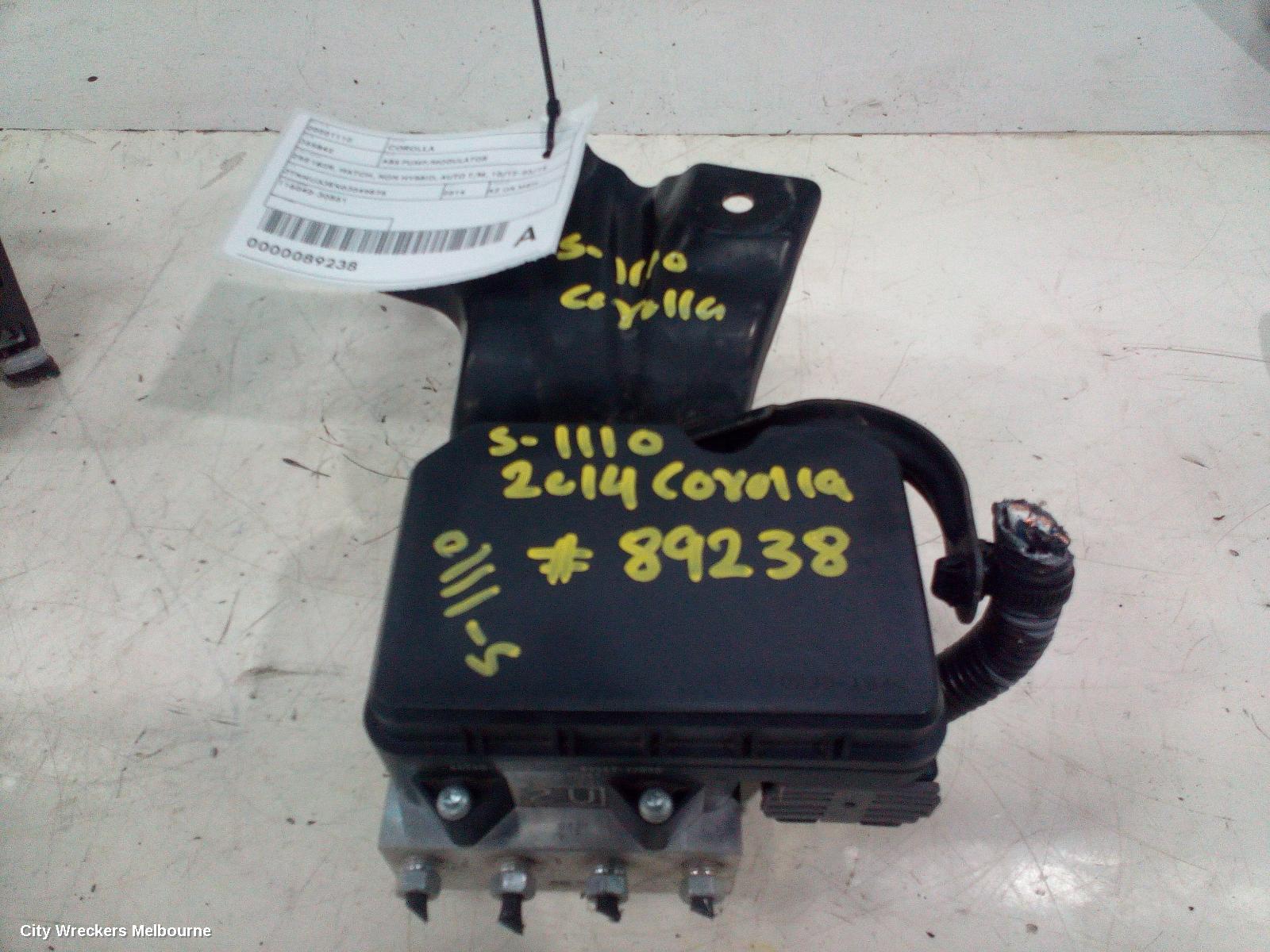 TOYOTA COROLLA ABS PUMP/MODULATOR, ZRE182R, HATCH, NON HYBRID, AUTO T/M, 10/2012 - 03/2015