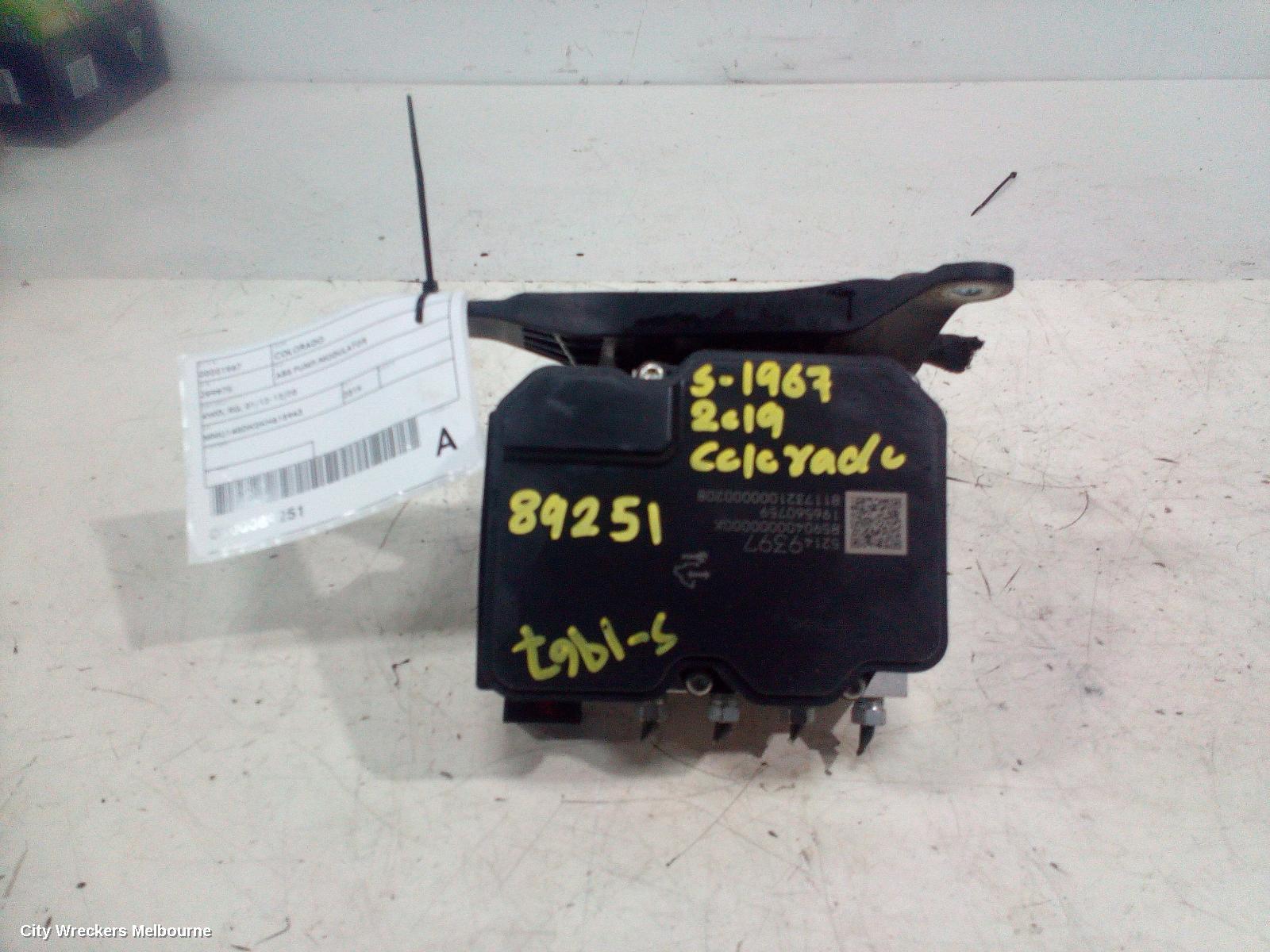 HOLDEN COLORADO ABS PUMP/MODULATOR, RG/RG7, P/N 1013387000BP, 01/2012 - 12/2020