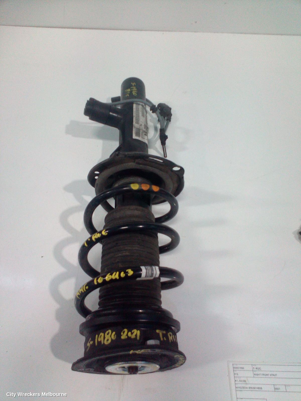 VOLKSWAGEN T-ROC RIGHT FRONT STRUT, A1, ELECTRIC TYPE, 03/2020 ONWARDS