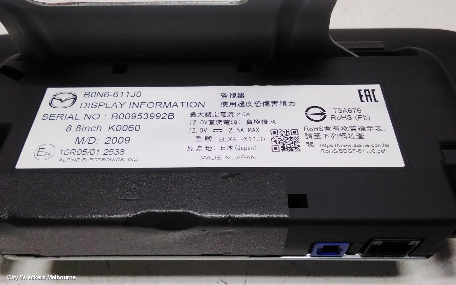MAZDA 3 RADIO/CD/DVD/SAT/TV, DISPLAY UNIT, BP, 03/2019 ONWARDS