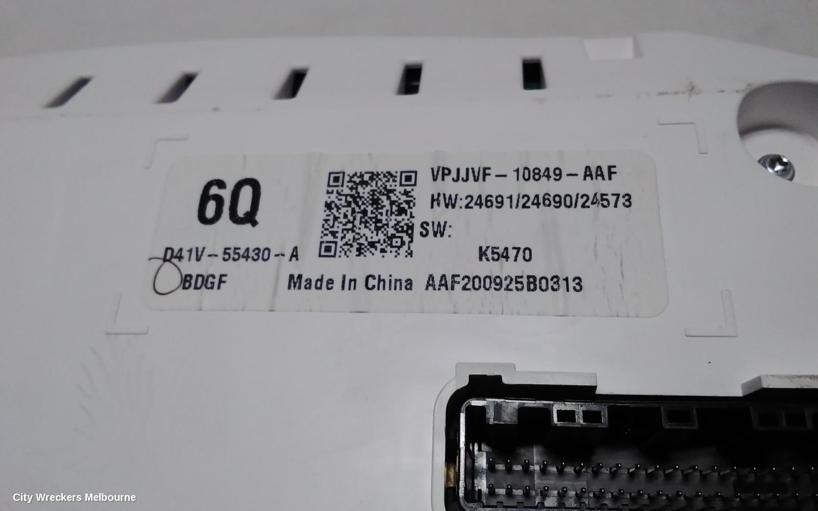 MAZDA 3 INSTRUMENT CLUSTER, INSTRUMENT CLUSTER, PETROL, AUTO T/M, BP, 03/2019 - 09/2021