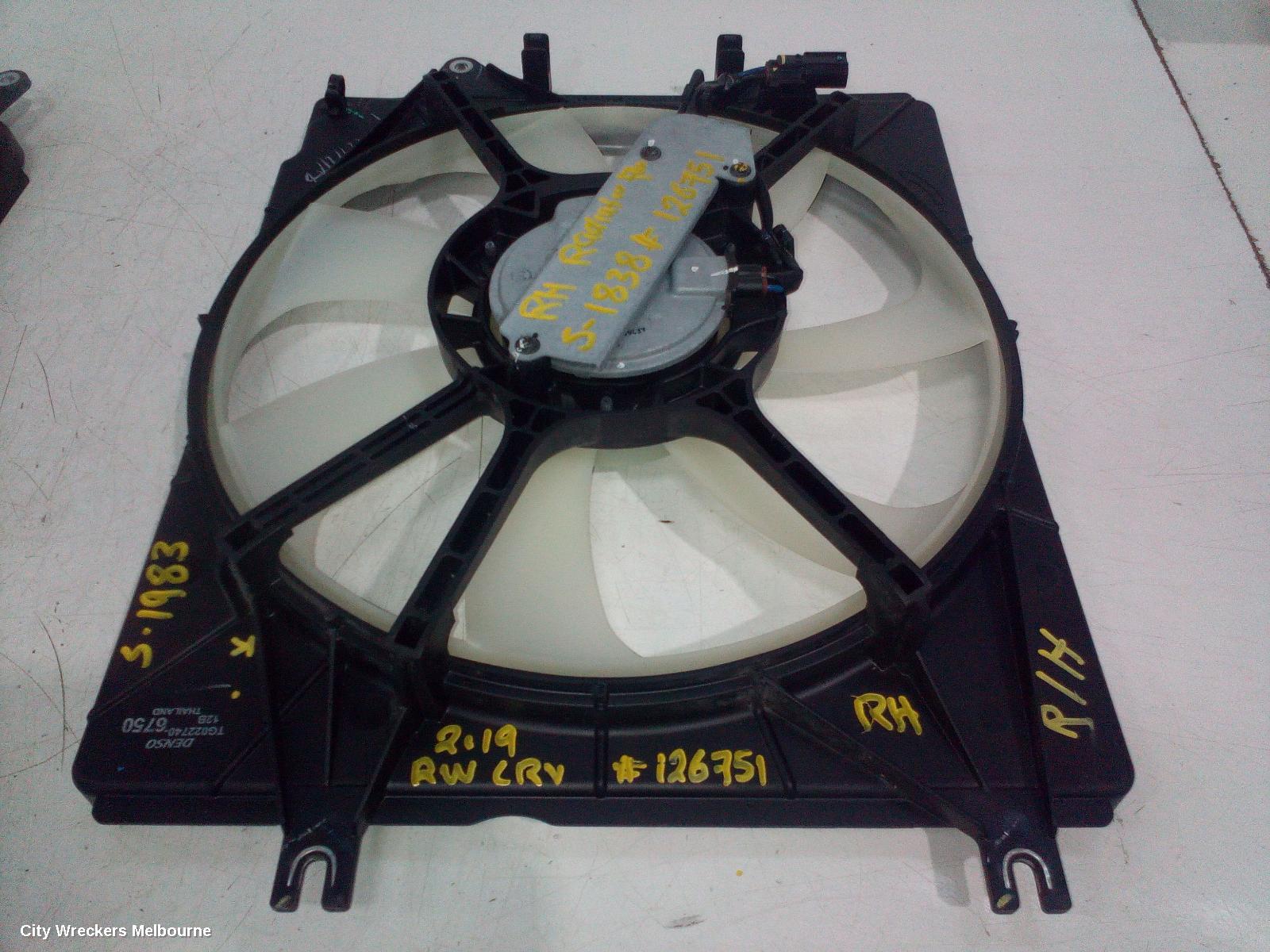 HONDA CRV FAN, RADIATOR FAN (RH SIDE), 5 BLADES, RW, 05/2017 ONWARDS