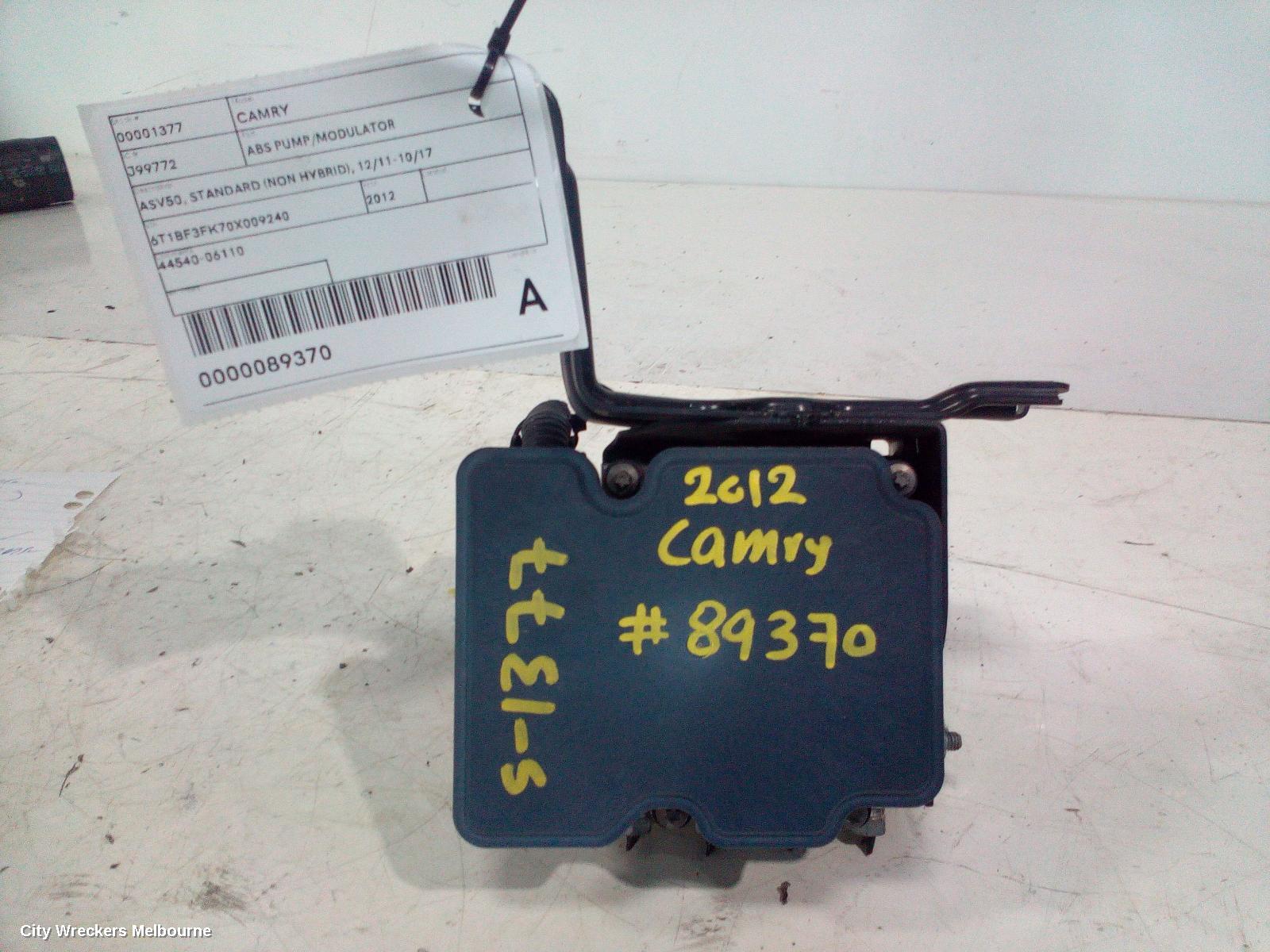 TOYOTA CAMRY ABS PUMP/MODULATOR, ASV50, STANDARD (NON HYBRID), P/N 4454006110, 12/2011 - 05/2015