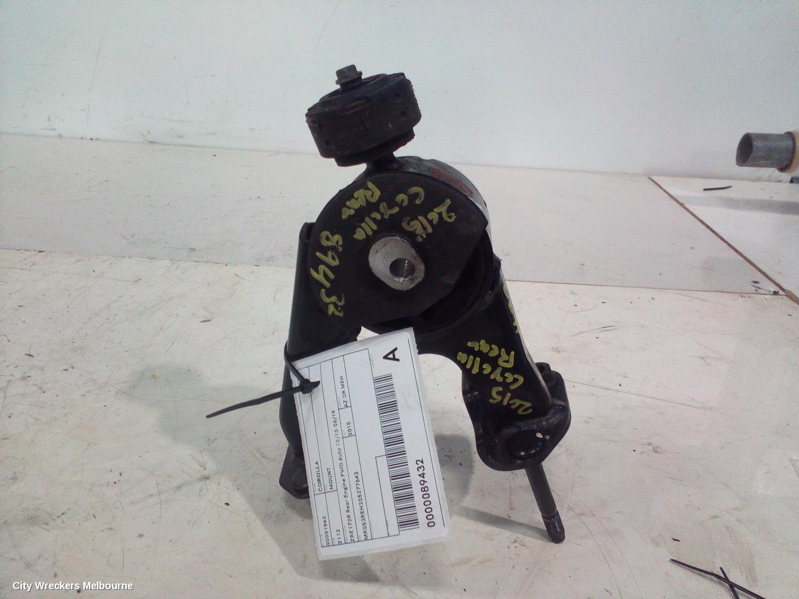 TOYOTA COROLLA MOUNT, ZRE172R REAR ENGINE FWD AUTO 12/2013 - 06/2019