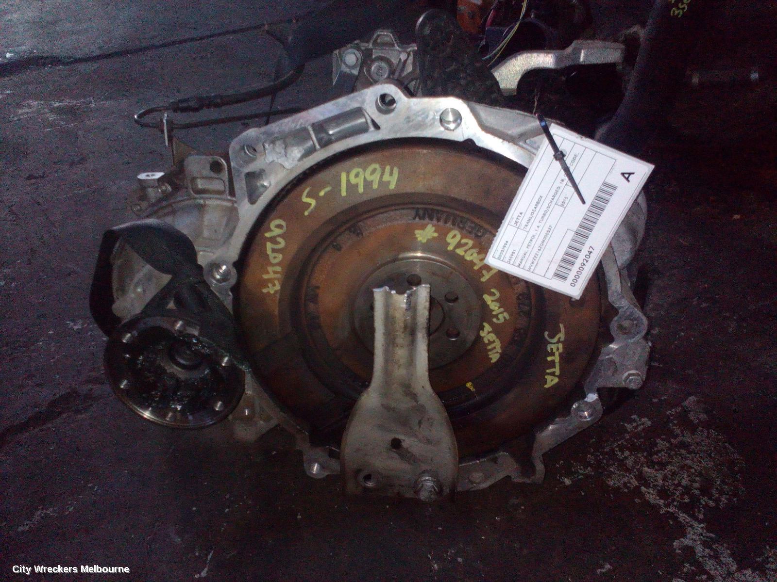 VOLKSWAGEN JETTA TRANS/GEARBOX, MANUAL, PETROL, 1.4, TURBO/SCHARGED, 1B, QWP CODE, 02/2011 - 12/2017